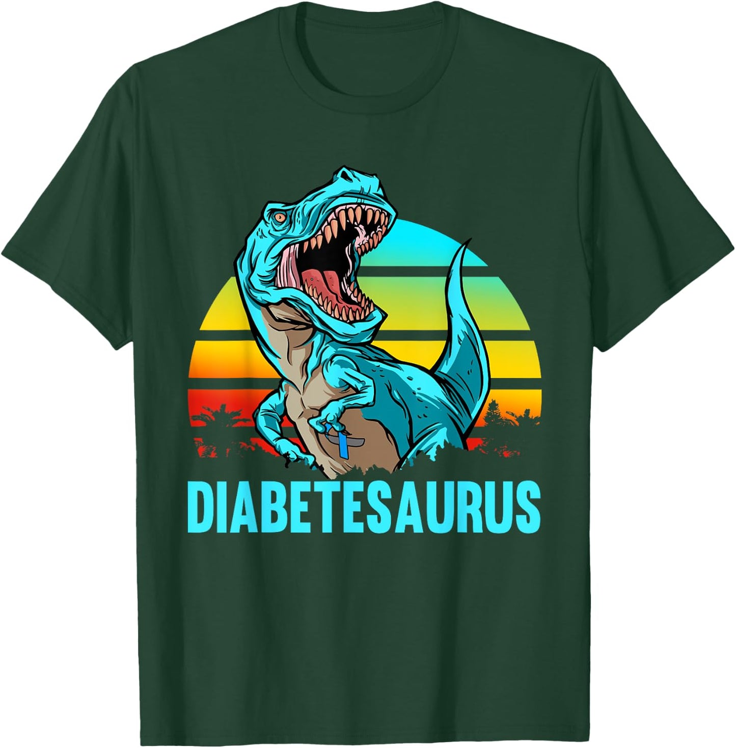 Diabetesaurus T-Rex Dinosaur Diabetic Diabetes Awareness T-Shirt - T-Shirt | Forest