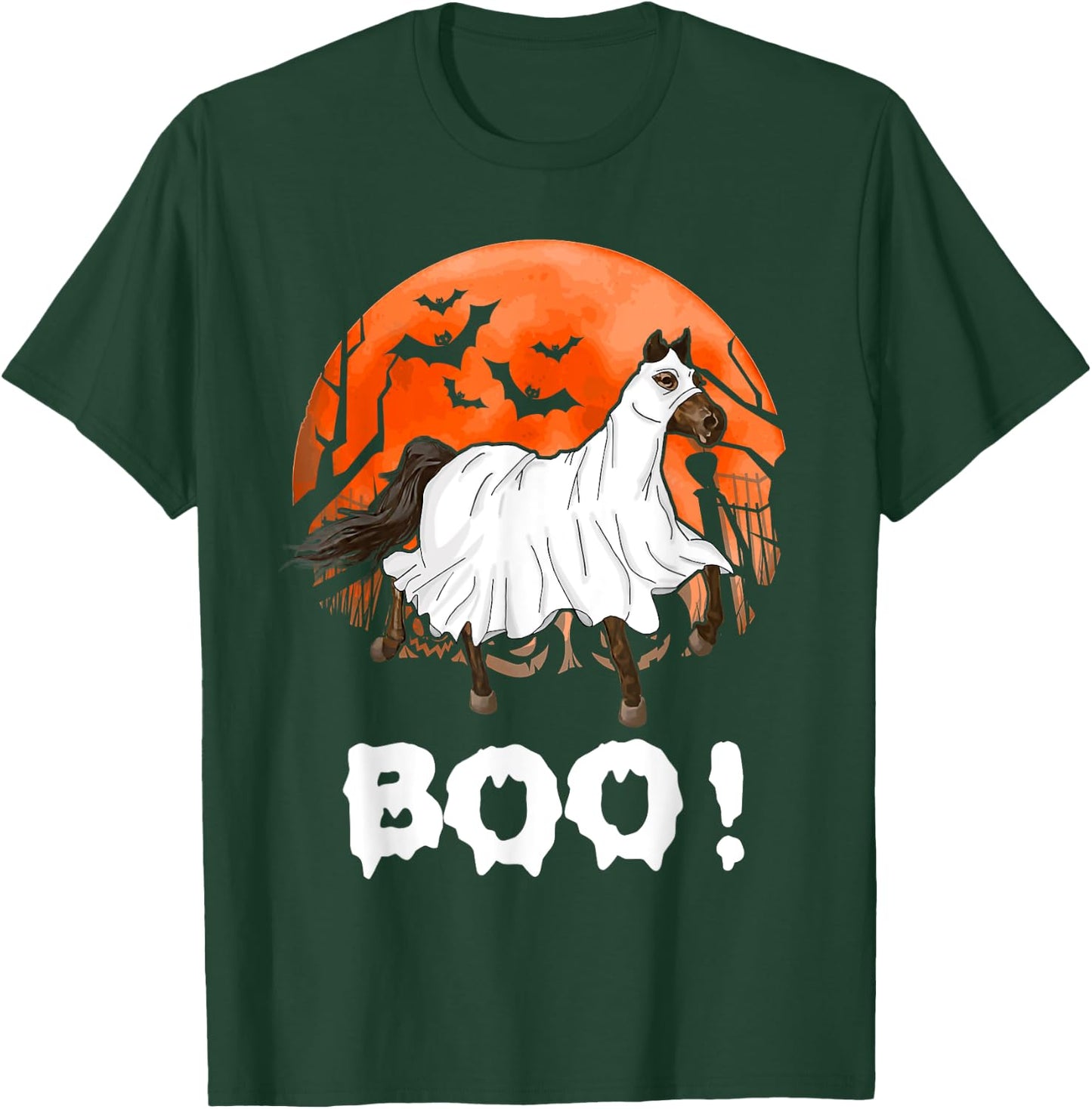 Funny Ghost Boo Horse Equestrian Lover Halloween Costume T-Shirt - T-Shirt | Forest