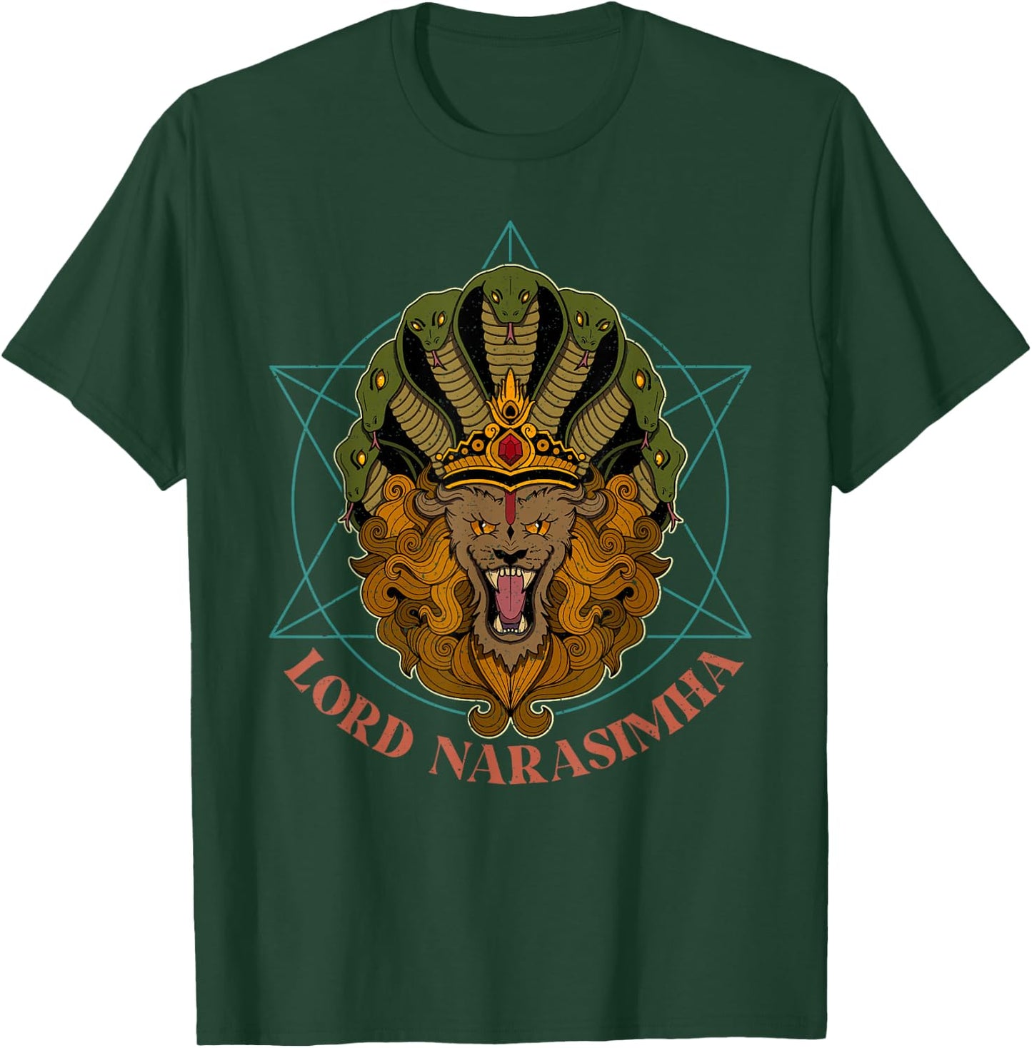 Hindu festival spiritual meditation lion Krishna Narasimha T-Shirt - T-Shirt | Forest