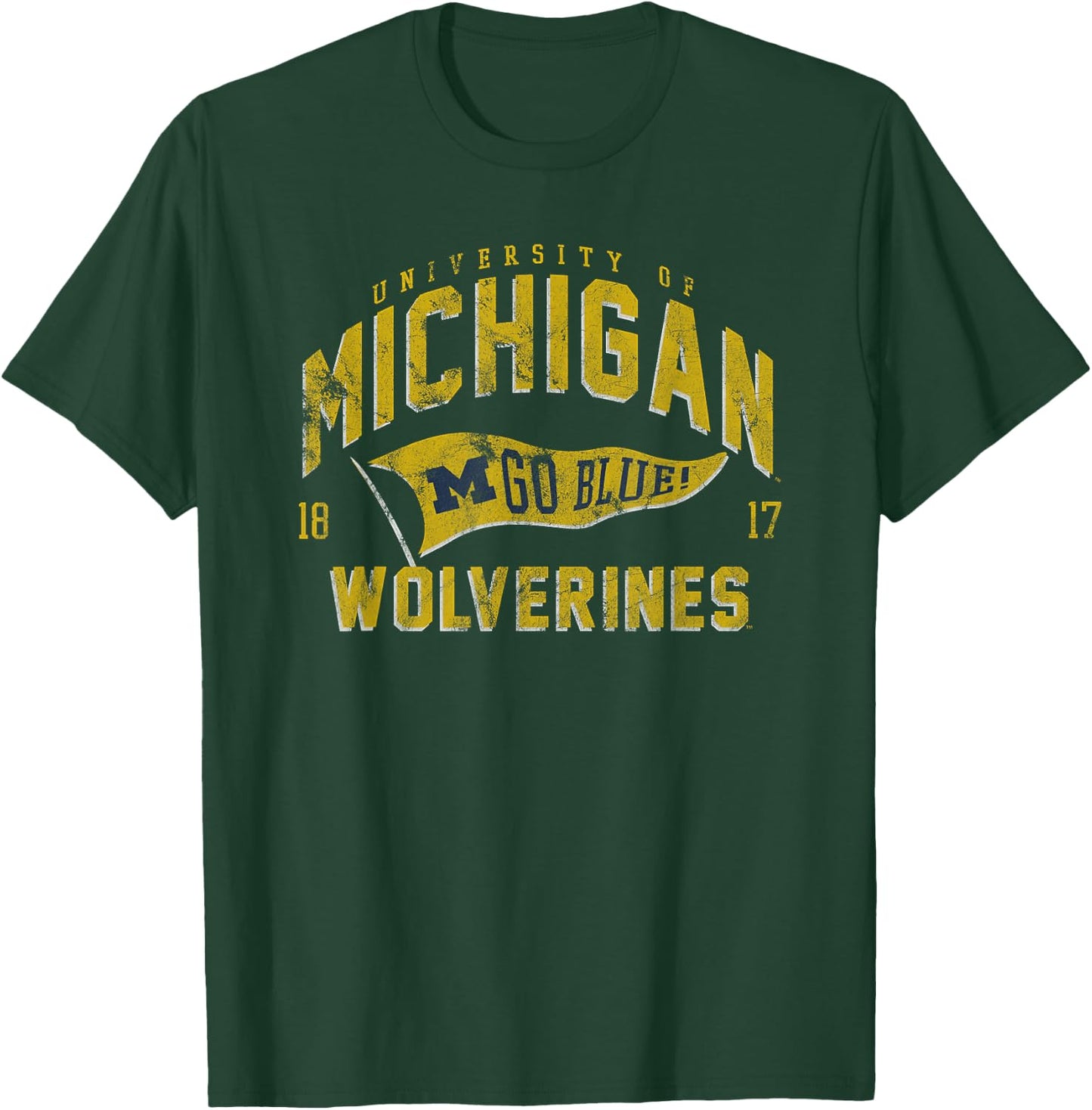 University of Michigan Wolverines U of M Spirit Pennant T-Shirt - T-Shirt | Forest