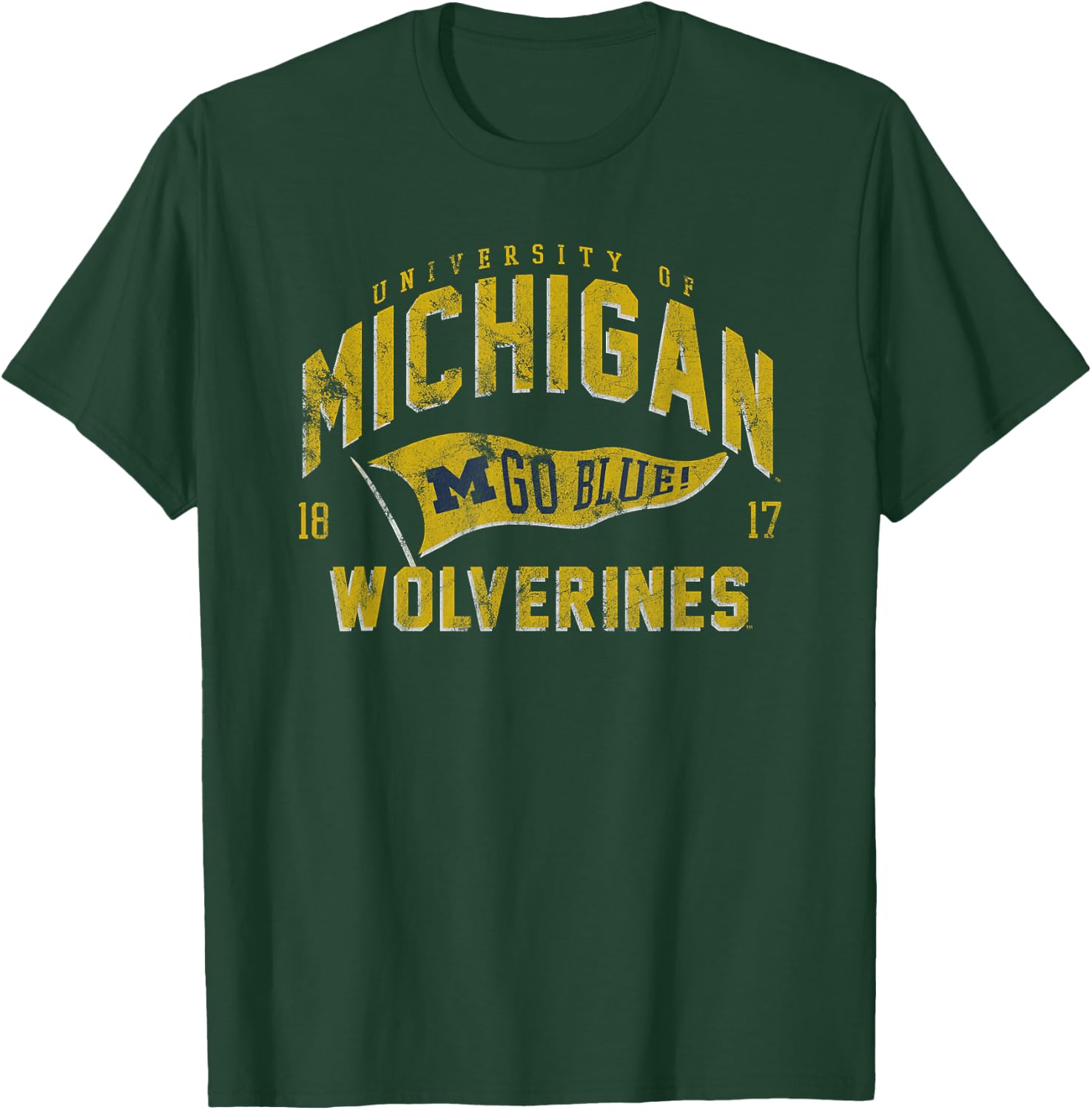 University of Michigan Wolverines U of M Spirit Pennant T-Shirt - T-Shirt | Forest