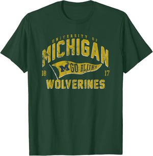 University of Michigan Wolverines U of M Spirit Pennant T-Shirt - T-Shirt | Forest