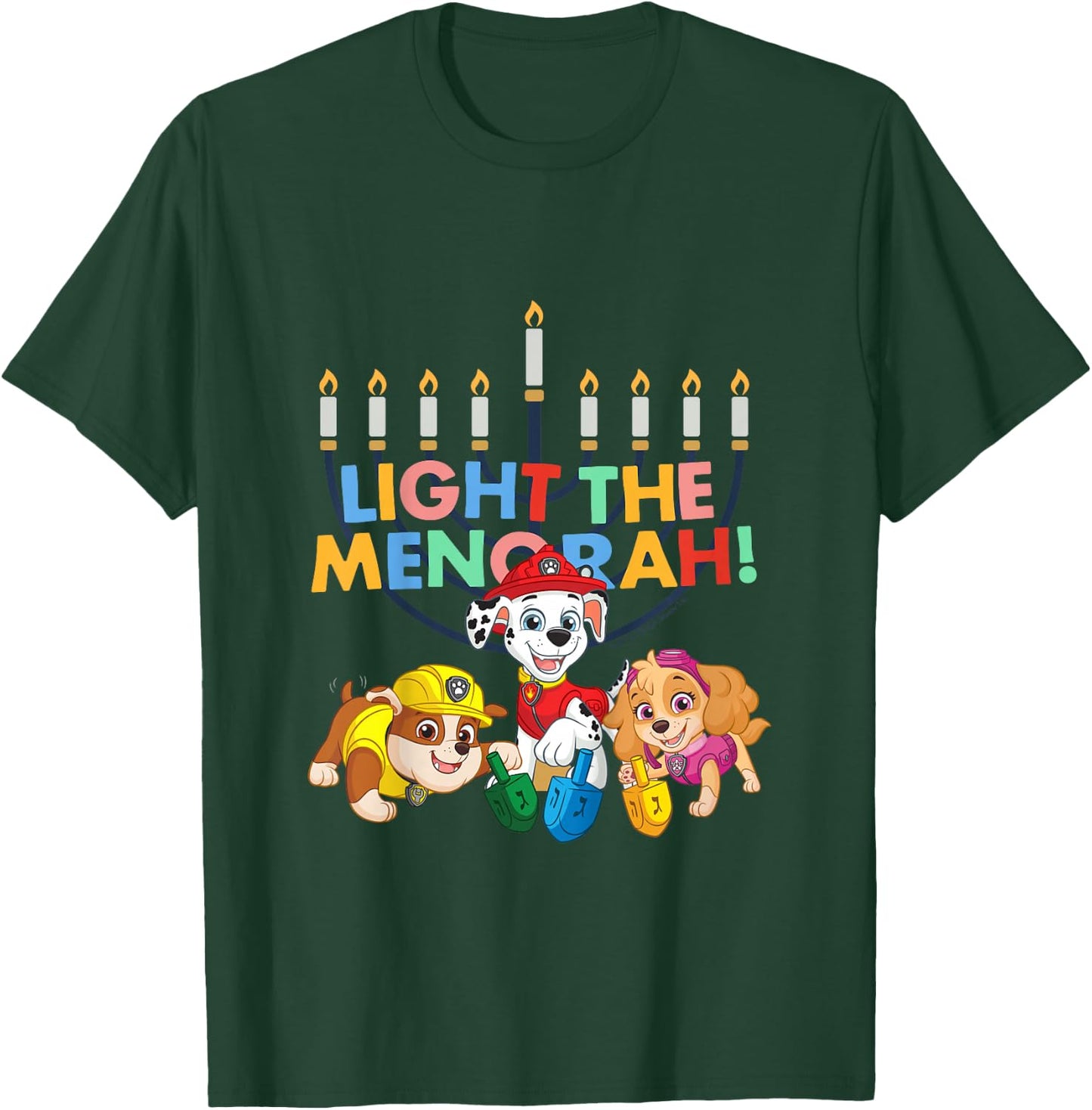Kids PAW Patrol Hanukkah Light The Menorah! Vintage T-Shirt - T-Shirt | Forest