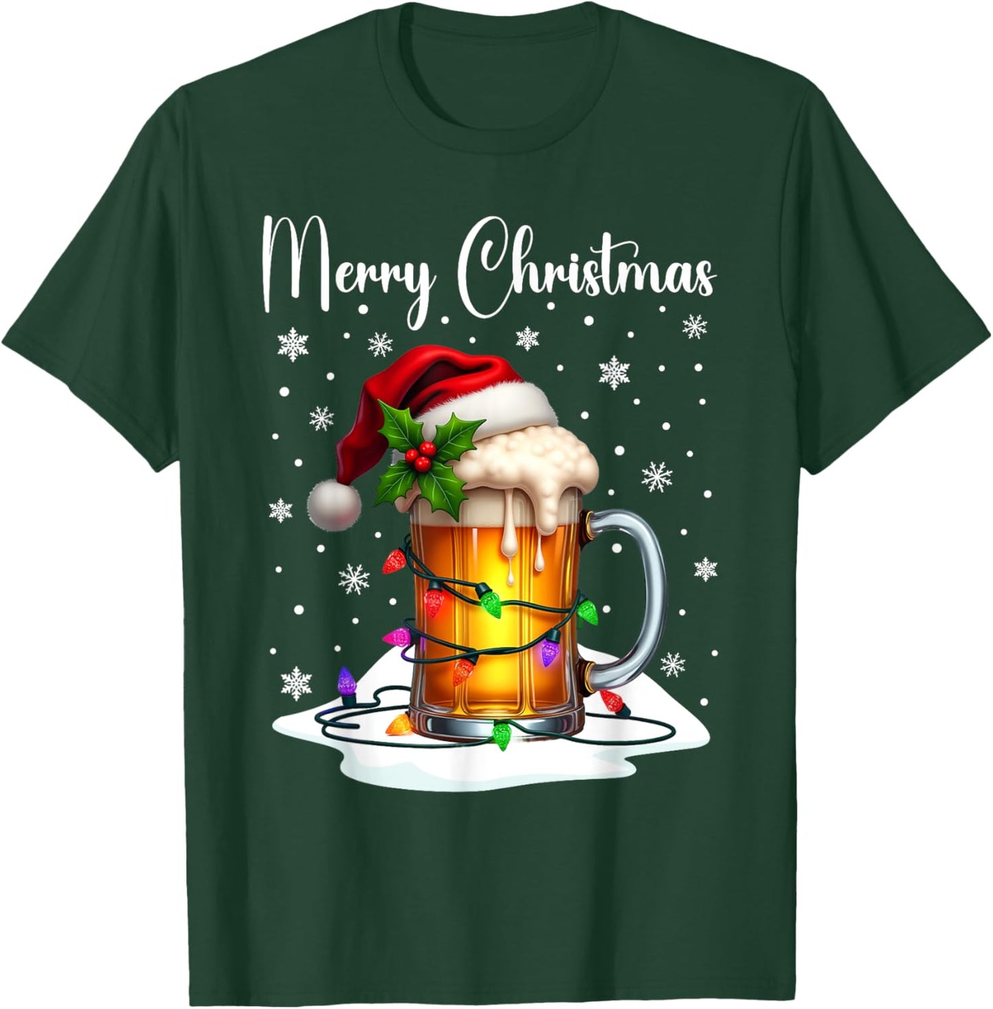 Christmas Pajamas Beer Mug Beer Glasses Beer Costume Santa T-Shirt - T-Shirt | Forest