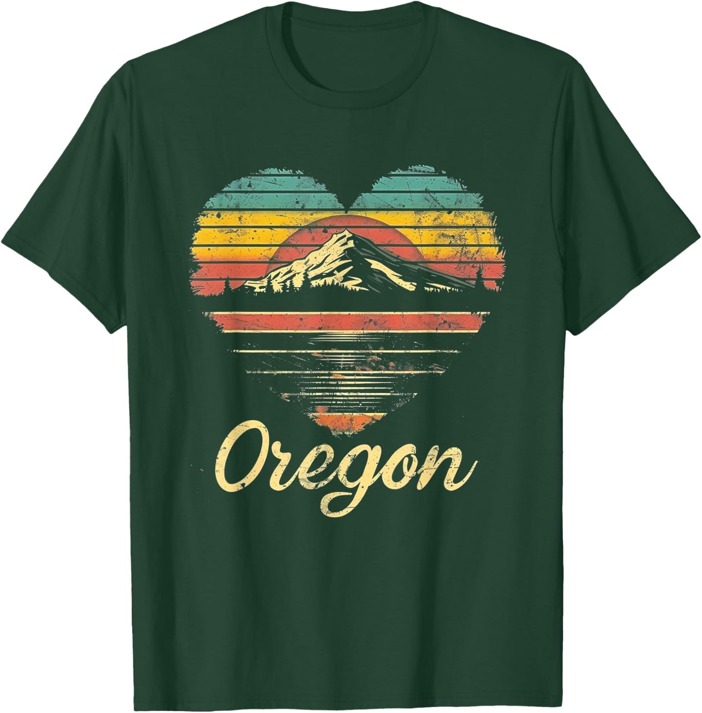 Oregon - Heart Vintage Love Women Kids Retro Graphic Cool T-Shirt - T-Shirt | Forest