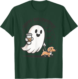 Happy Halloweenie Ghost Dachshund Halloween Dachshund Lover T-Shirt - T-Shirt | Forest