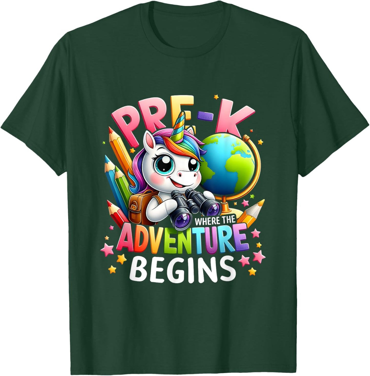 Cute Unicorn School Teacher Pre-K Where The Adventure Begins Women Kids T-Shirt - T-Shirt | Forest