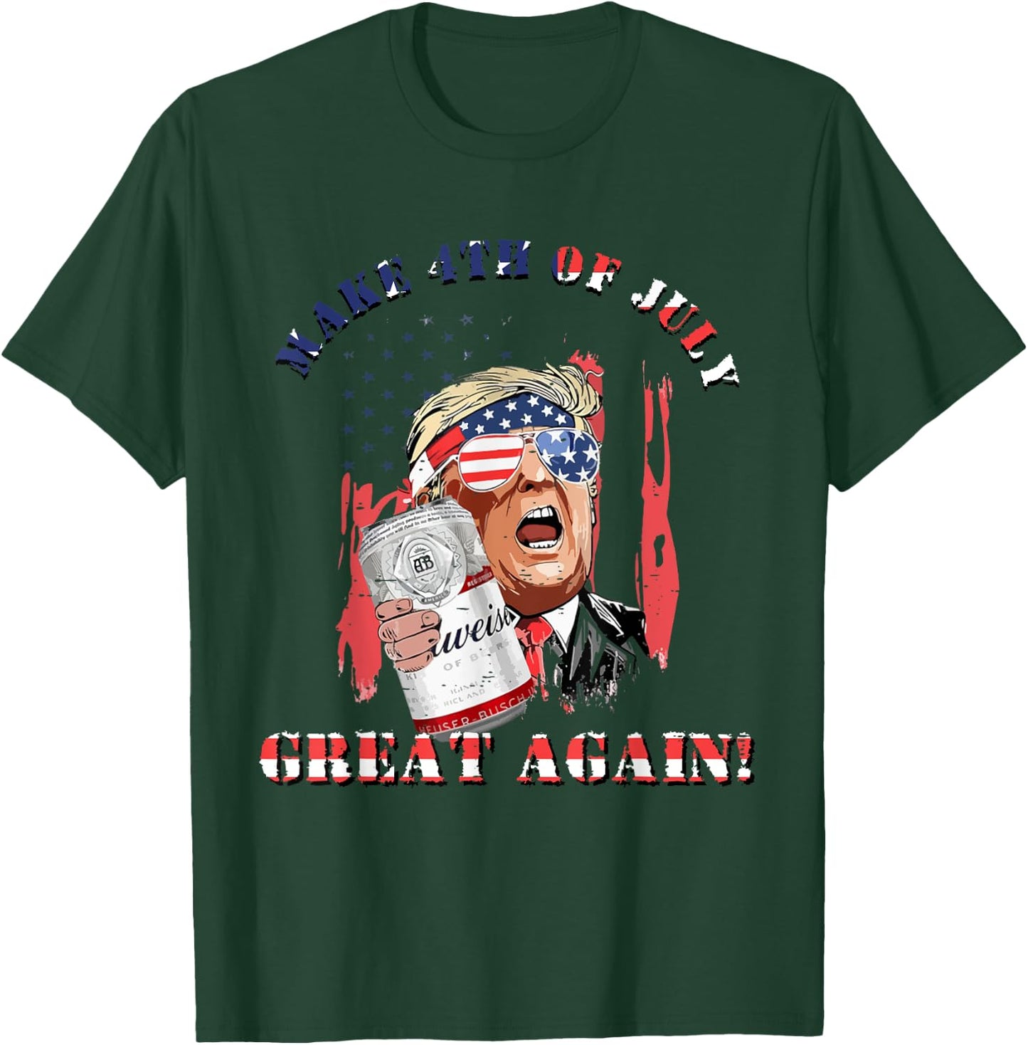 Make 4th Of July Great Again US Flag Funny Trump Drinking T-Shirt - T-Shirt | Forest