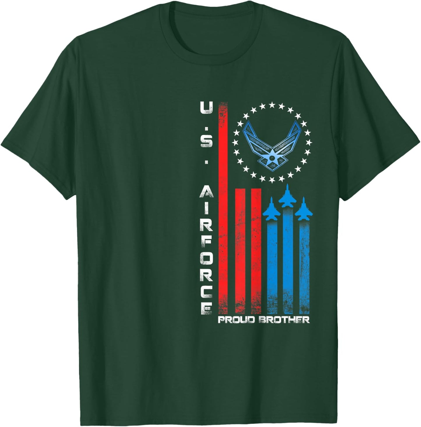 Proud Brother US Air Force Military USA Flag T-Shirt - T-Shirt | Forest