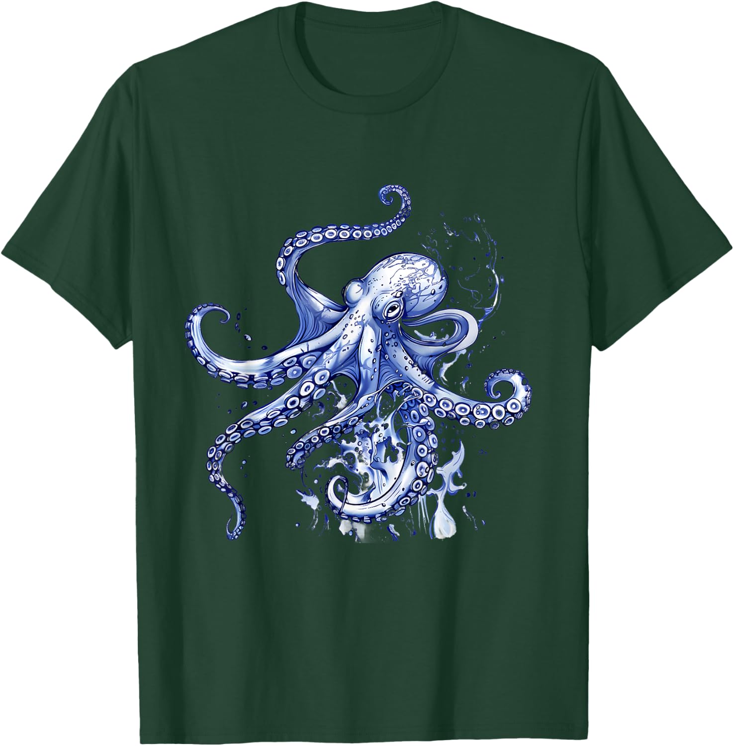 Octopus Ocean Sea Animal Marine Mammal Sea Creature Motif T-Shirt - T-Shirt | Forest
