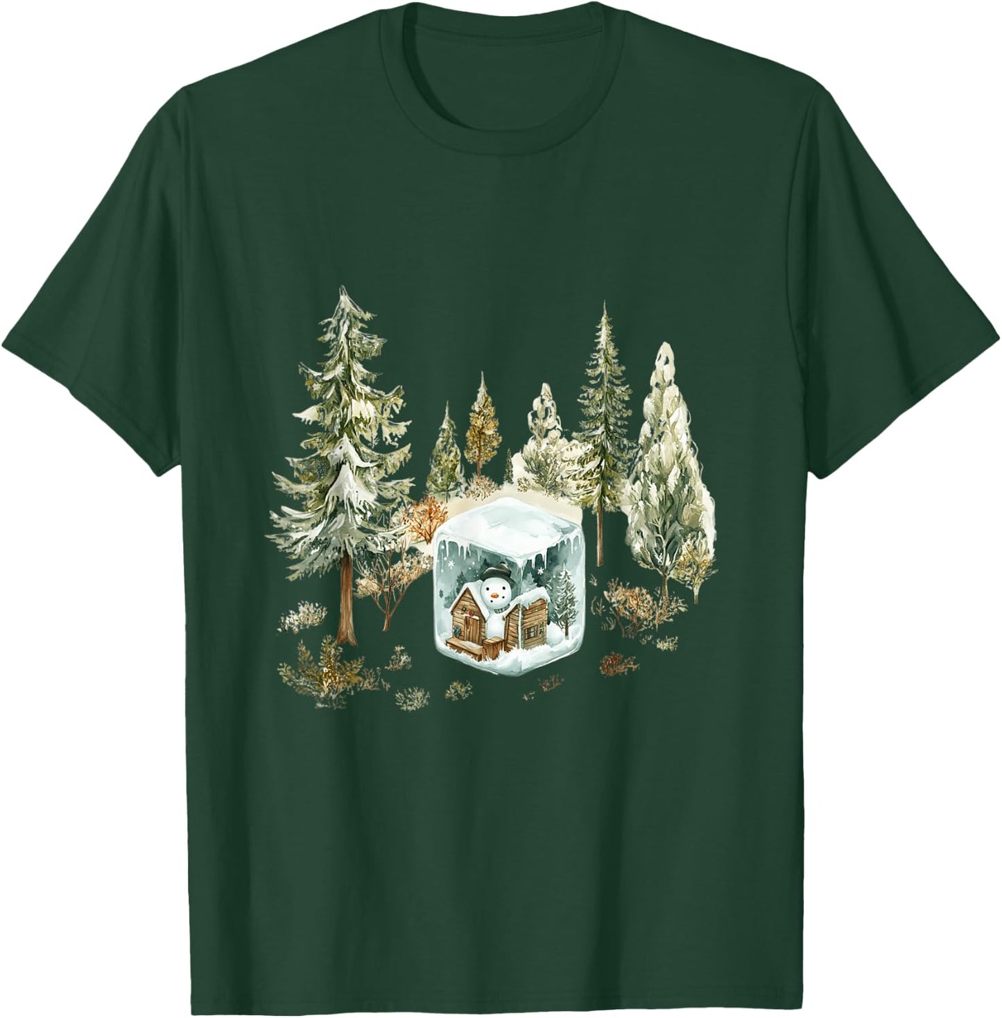 Watercolor Snowman Winter Wonderland Christmas T-Shirt - T-Shirt | Forest
