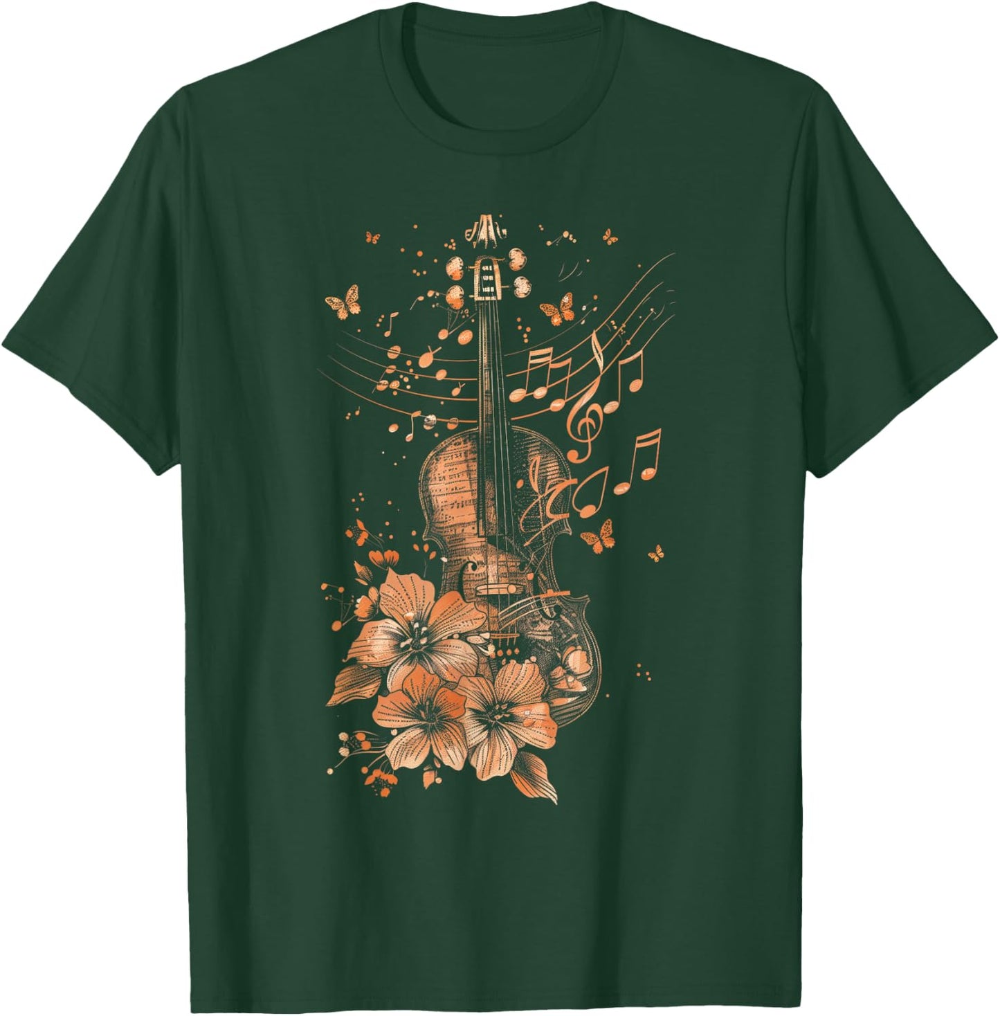 Violin Player Classical Music Notes Orchestra Violinist T-Shirt - T-Shirt | Forest