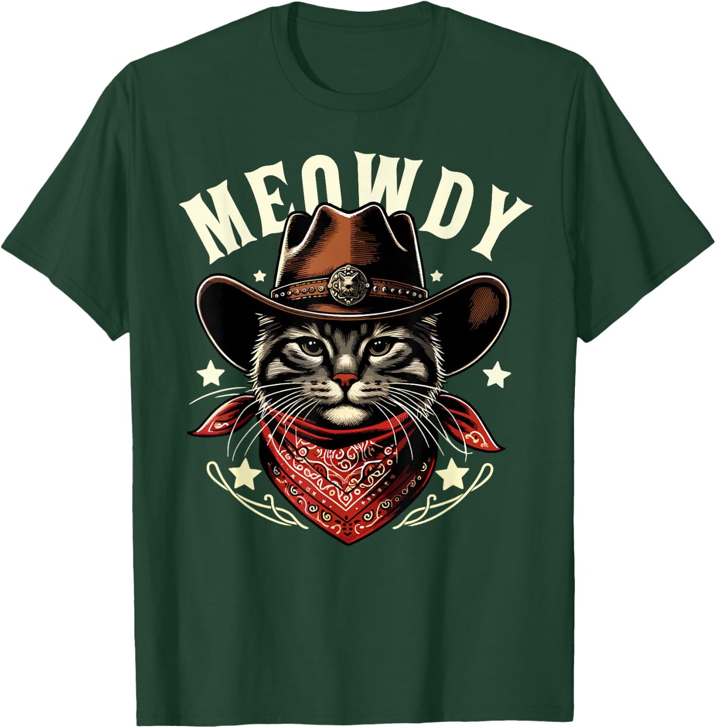 Cat Cowboy Funny Mashup Meowdy Western Country Music Cat T-Shirt - T-Shirt | Forest