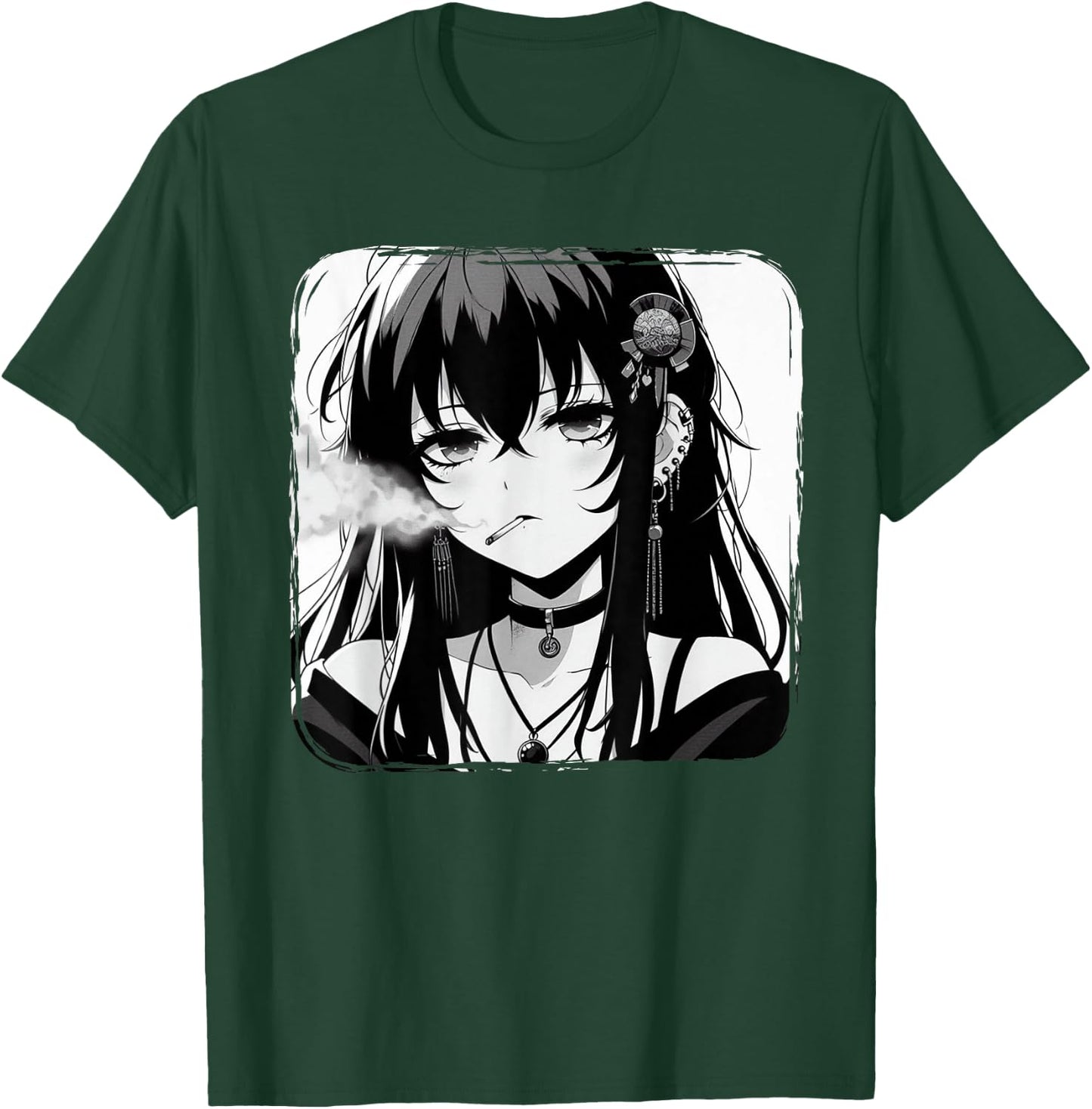 Anime Horror Girl Aesthetic Grunge Waifu Japanese Otaku T-Shirt - T-Shirt | Forest