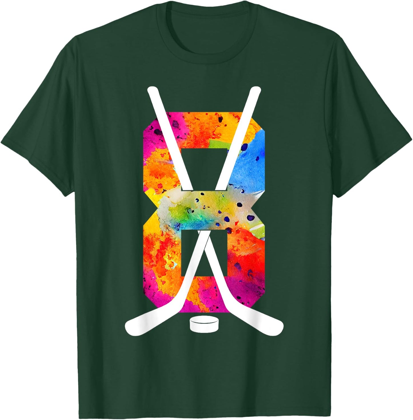 Number 8 Years Ice Hockey 8th Birthday T-Shirt - T-Shirt | Forest