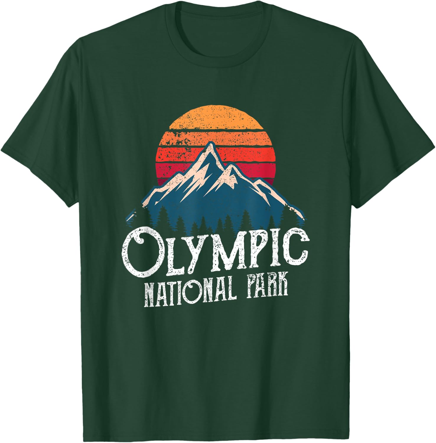 Olympic National Park Washington Mountains Retro T-Shirt - T-Shirt | Forest