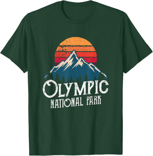 Olympic National Park Washington Mountains Retro T-Shirt - T-Shirt | Forest