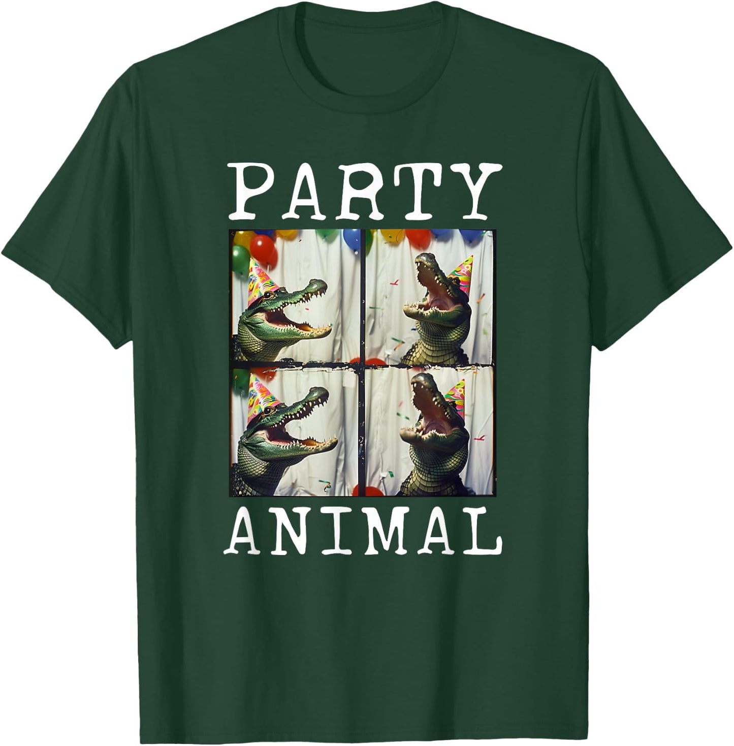 Alligator Face Colorful Animal Party Hat Funny Crocodile T-Shirt - T-Shirt | Forest