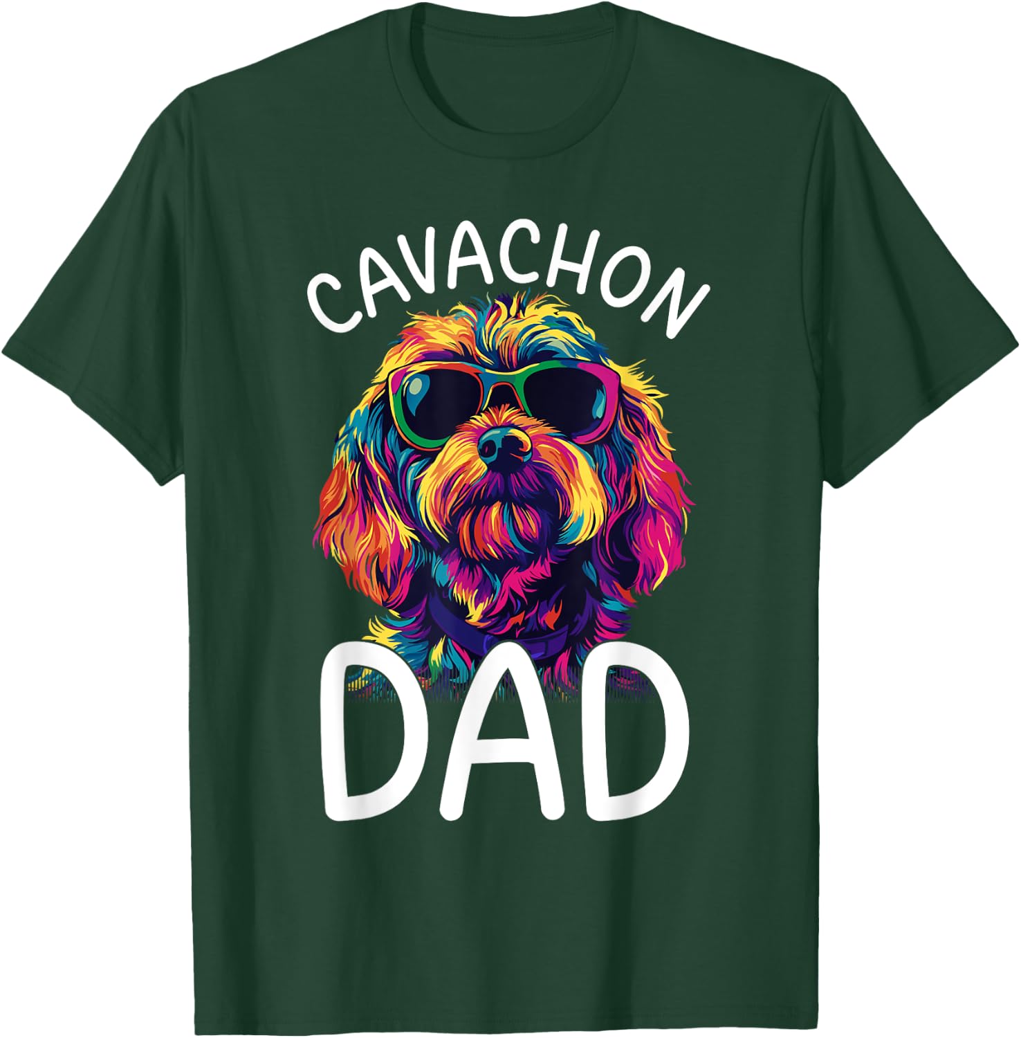 Cavachon Lovers Colorful Pop Art Cavachon Dad T-Shirt - T-Shirt | Forest