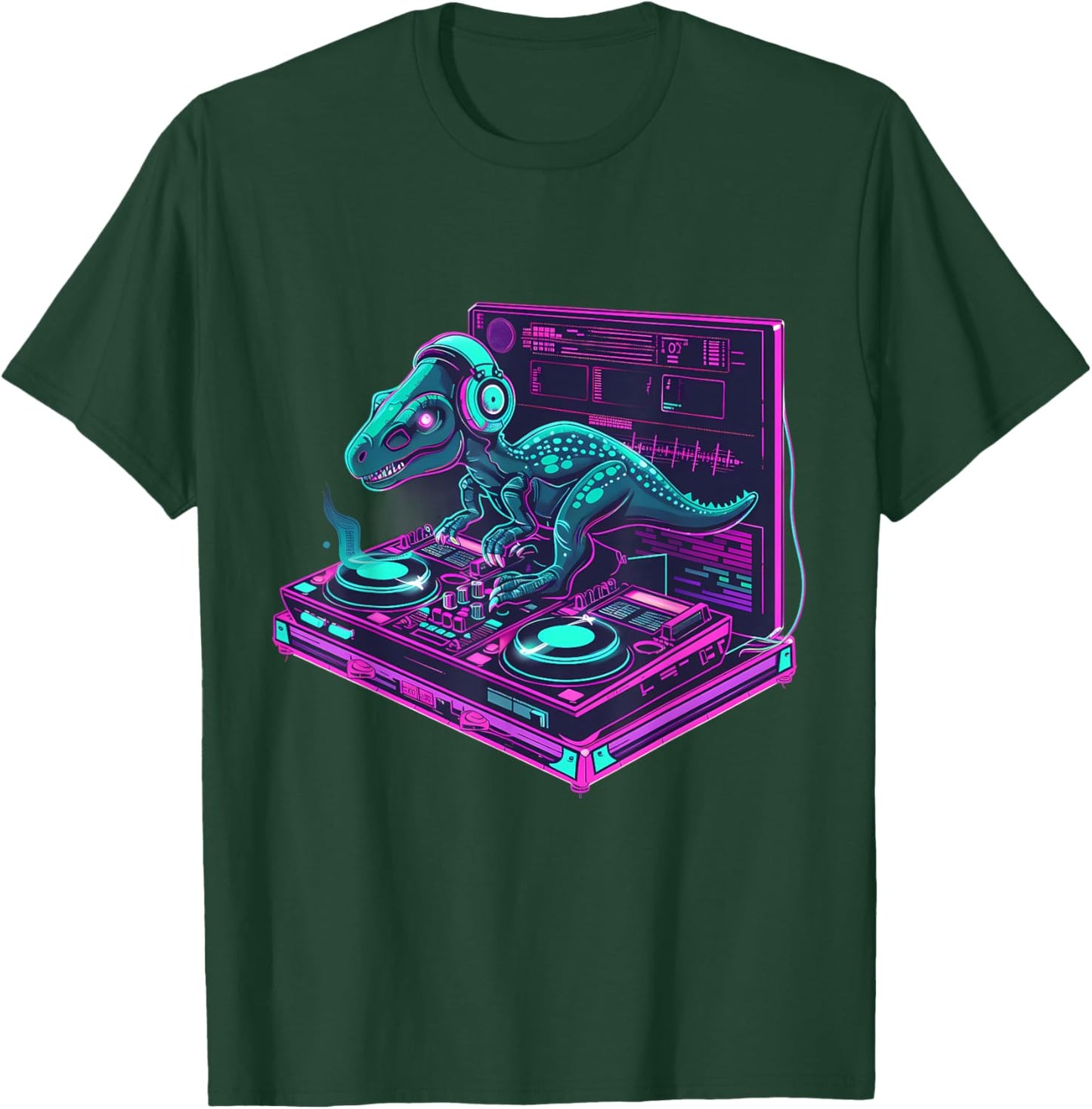 Dinosaur Music DJ House Beatmaker Turntable DJ Dinosaur T-Shirt - T-Shirt | Forest