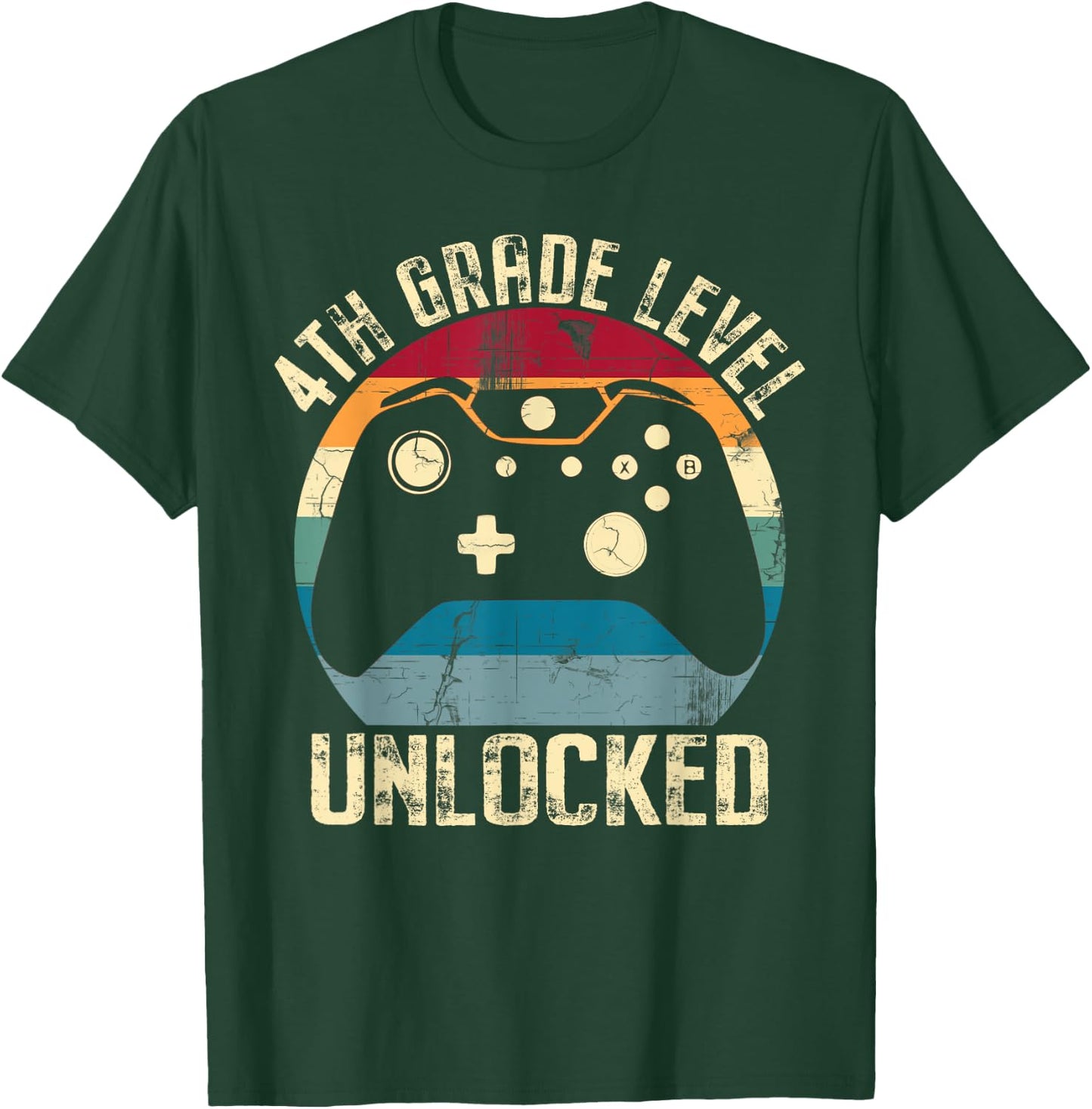 4th Grade Level Unlocked Back to School First Day Gamer Kid T-Shirt - T-Shirt | Forest