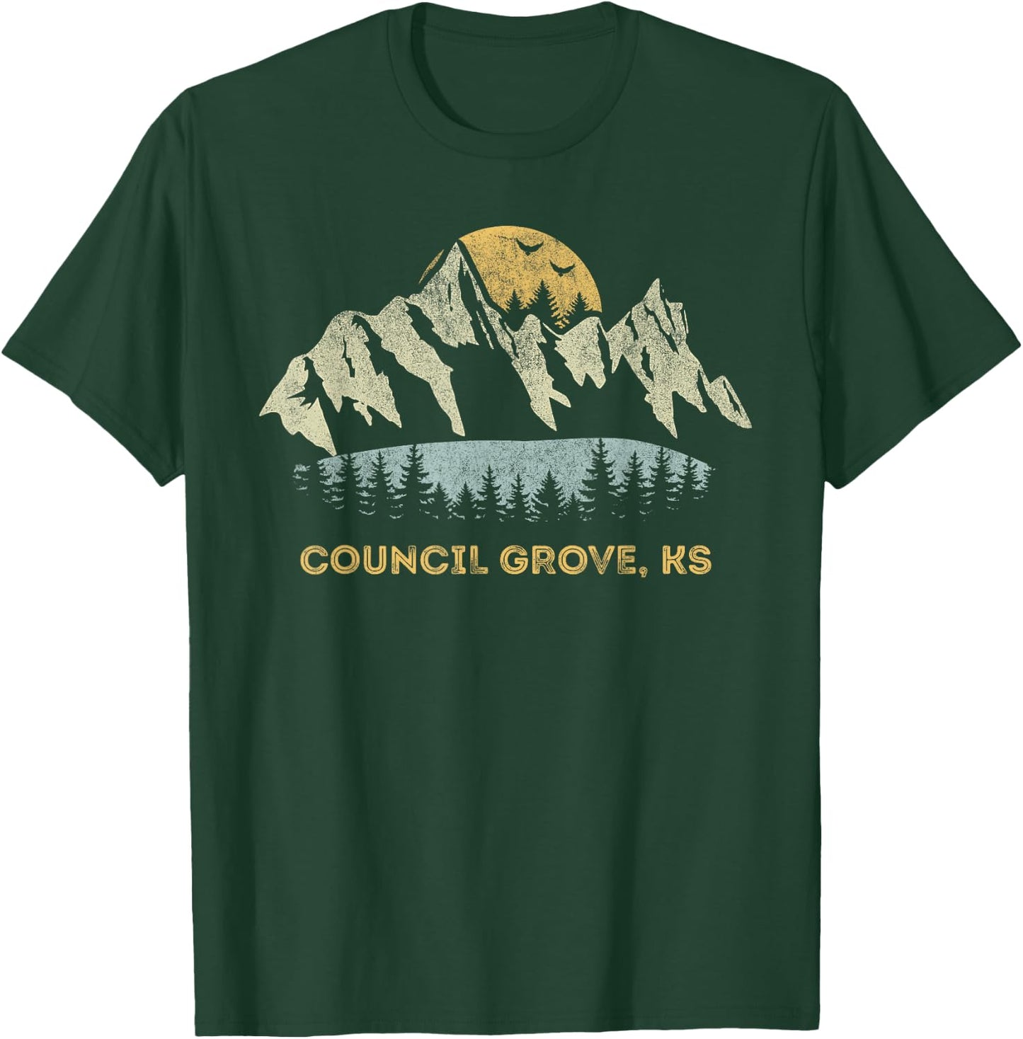 Council Grove Kansas Mountain Sunset Sunrise KS T-Shirt - T-Shirt | Forest