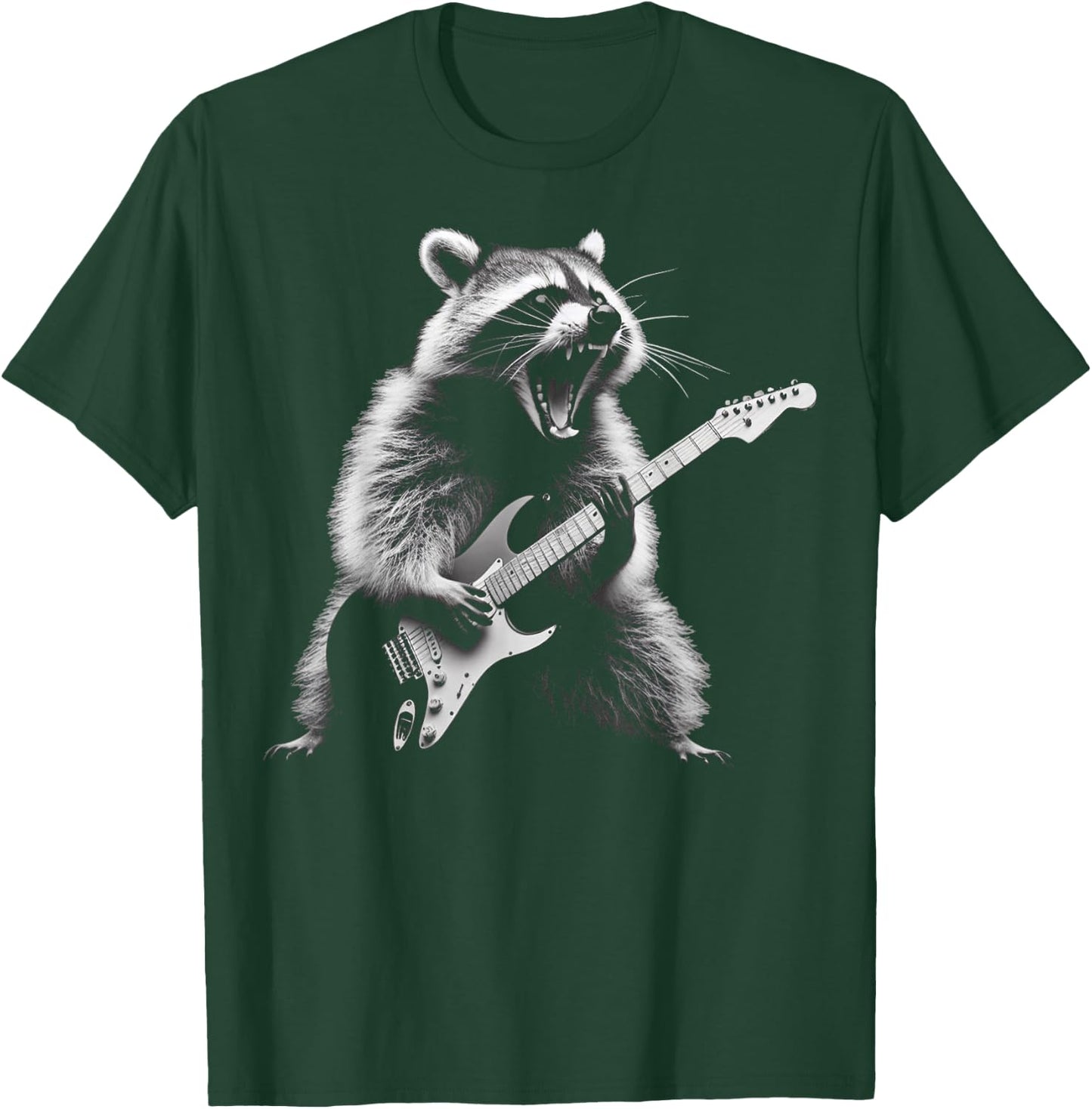 Raccoon Playing Guitar Rock and Roll Rock Star Men Women Kid T-Shirt - T-Shirt | Forest
