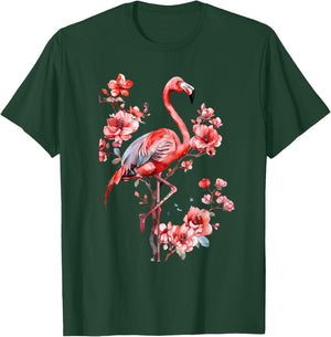 Flamingo Bird Floral Flamingo Lover Motif Nature Artwork T-Shirt - T-Shirt | Forest
