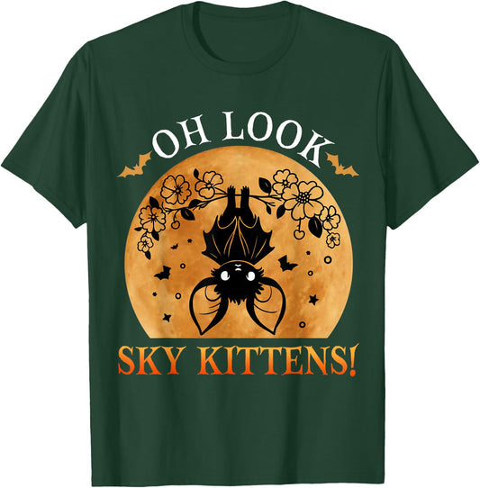 Oh Look Sky Kittens Funny Bat Lovers Halloween Costume Kids T-Shirt - T-Shirt | Forest