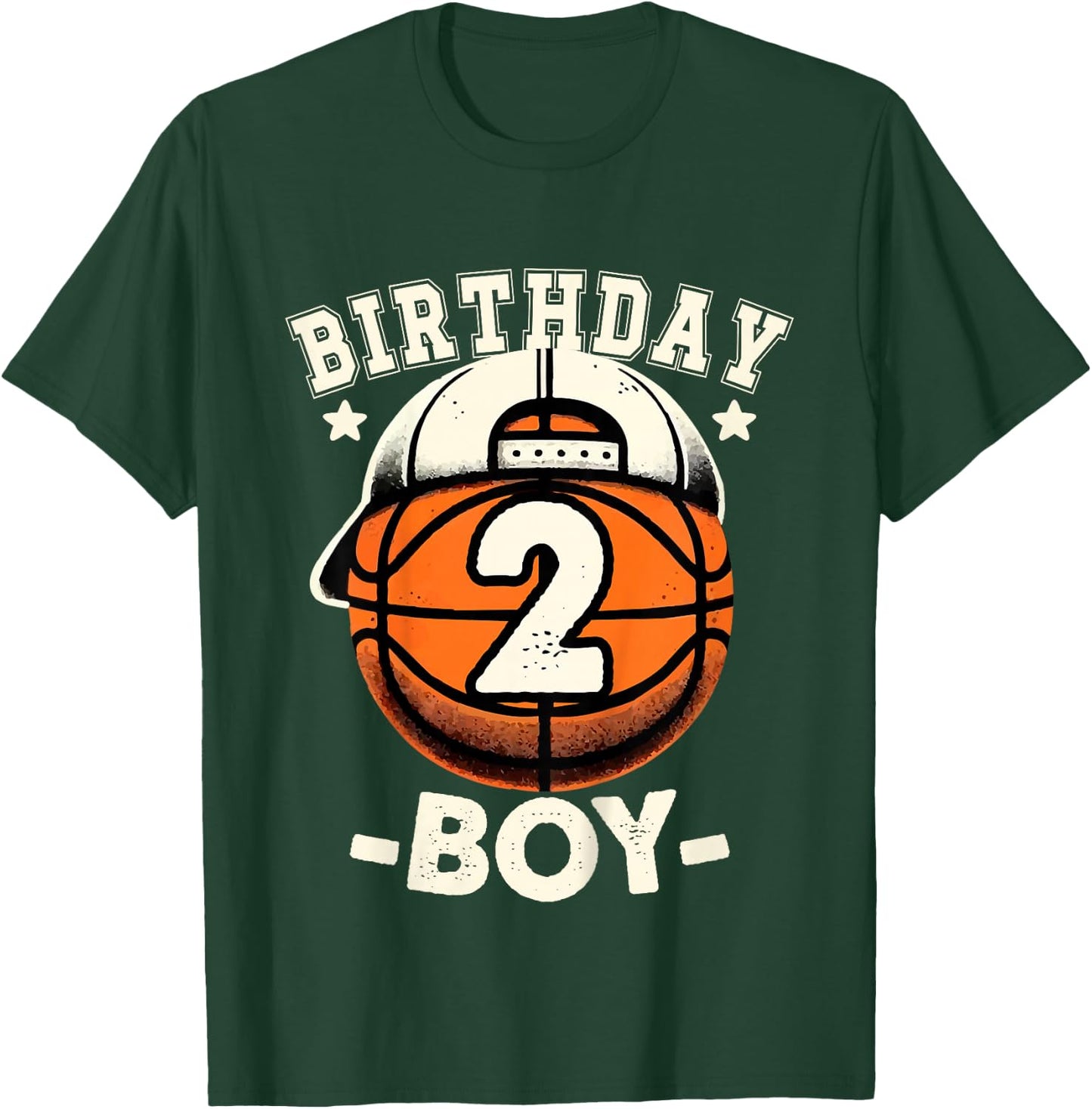Kids 2nd Birthday Boy 2 Year Old Basketball Theme Decorations Boy T-Shirt - T-Shirt | Forest