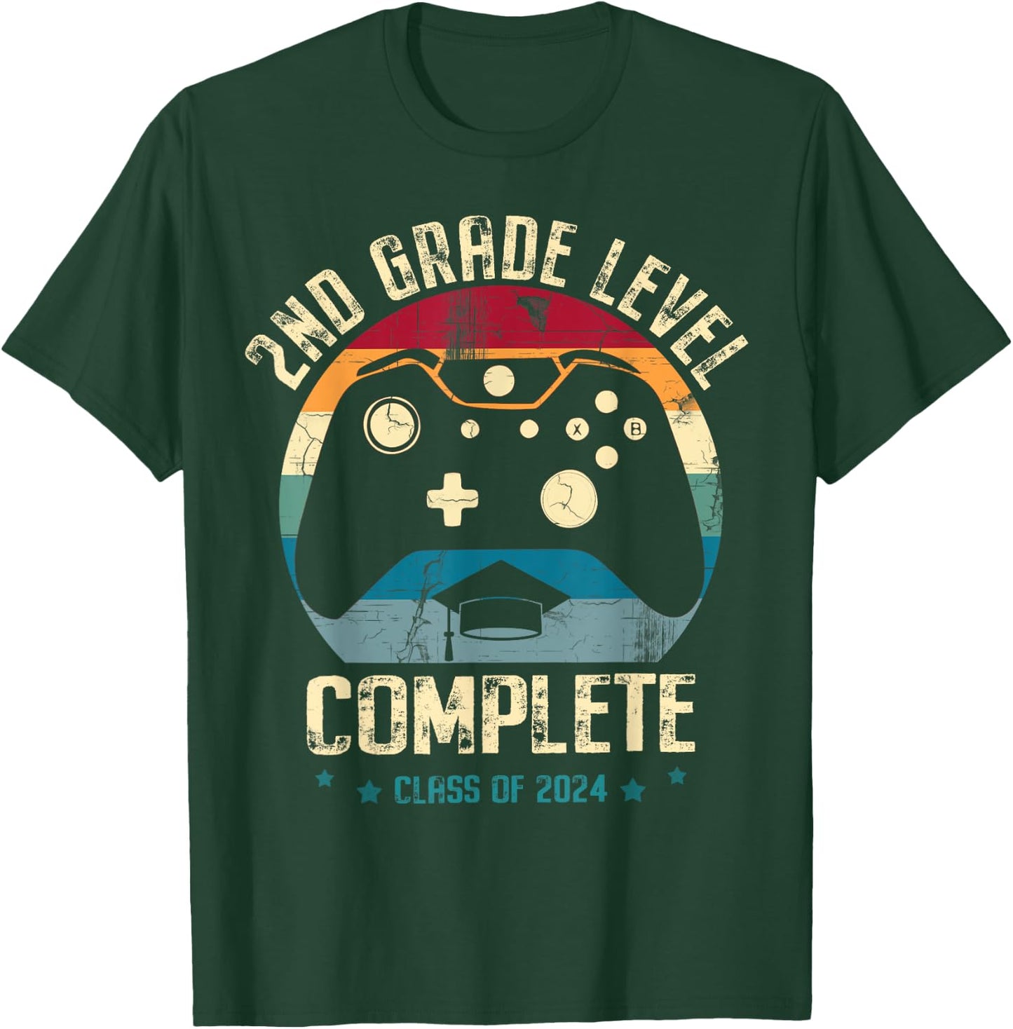 2nd Grade Level Complete Gamer Class Of 2024 Graduation Boy T-Shirt - T-Shirt | Forest
