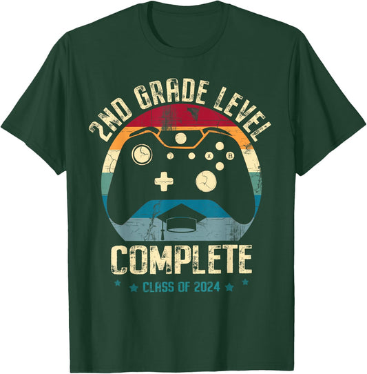 2nd Grade Level Complete Gamer Class Of 2024 Graduation Boy T-Shirt - T-Shirt | Forest