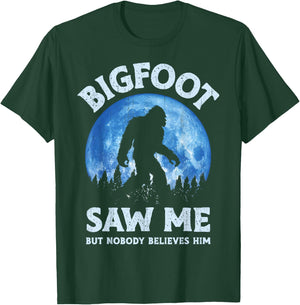 Bigfoot Saw Me But Nobody Believes Him Funny Sasquatch Retro T-Shirt - T-Shirt | Forest