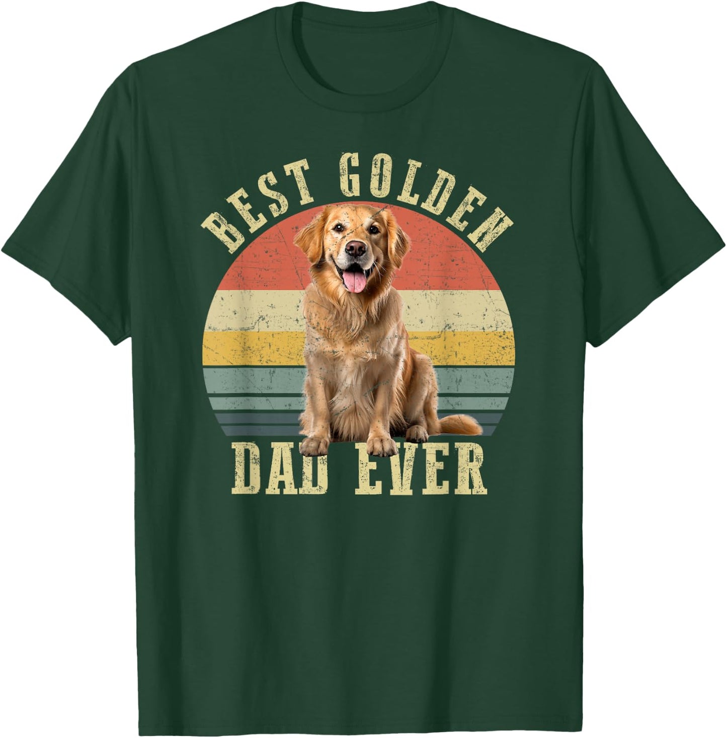 Best Golden retriever Dad Ever Retro Dog Vintage T-Shirt - T-Shirt | Forest