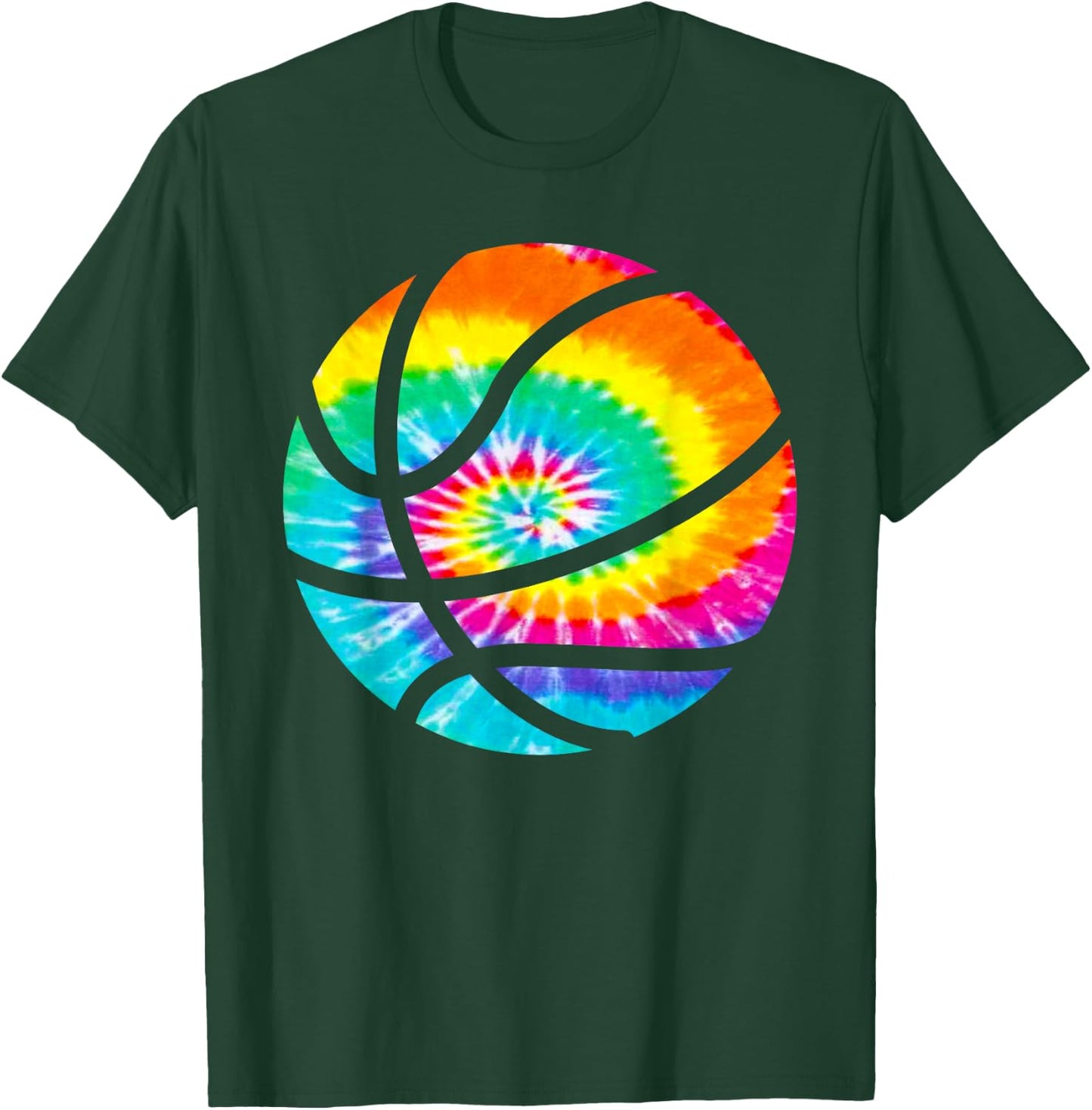 Basketball Tie Dye Shirt - Rainbow Trippy Hippie Shirt T-Shirt - T-Shirt | Forest