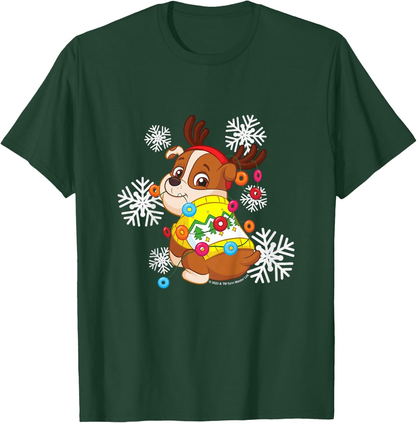 PAW Patrol Christmas Rubble Dressed As Reindeer Cute T-Shirt - T-Shirt | Forest