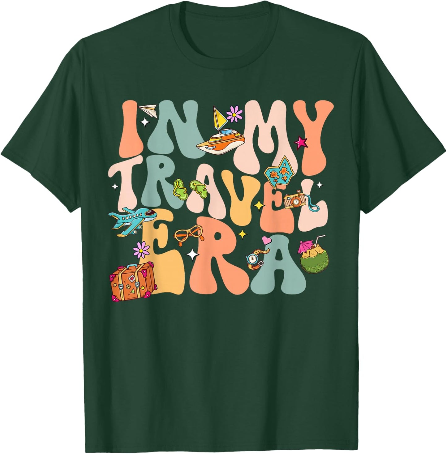 In My Travel Era Airplane Adventure In My Travel Era Airplane Adventure For Family Vacation Trip T-Shirt - T-Shirt | Forest