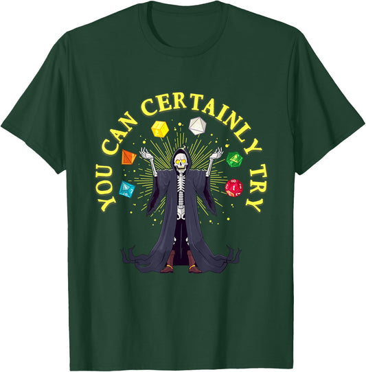 Funny D20 Dice Game Skeleton Witchcraft Nerdy Gamer Men Boys T-Shirt - T-Shirt | Forest