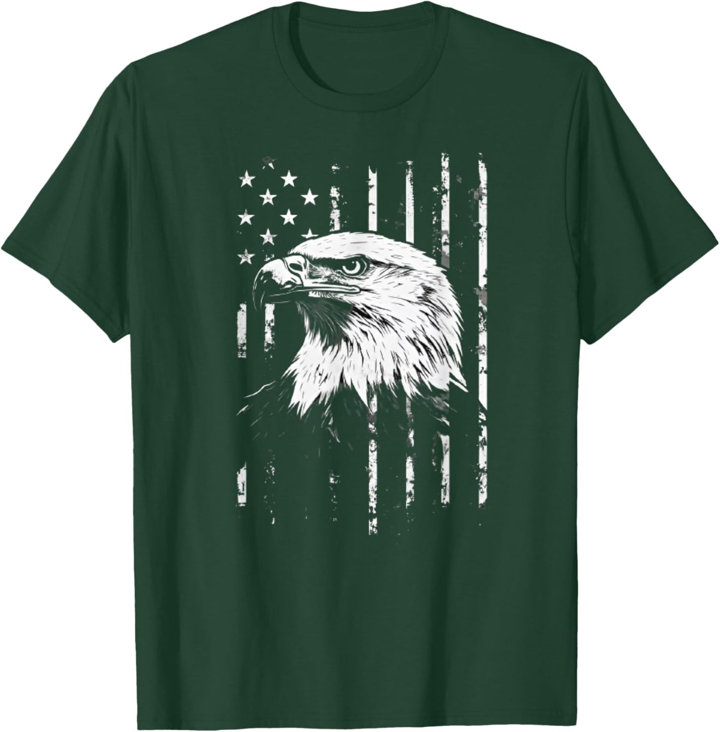 Patriotic American Eagle Men Women 4th of July USA Flag T-Shirt - T-Shirt | Forest