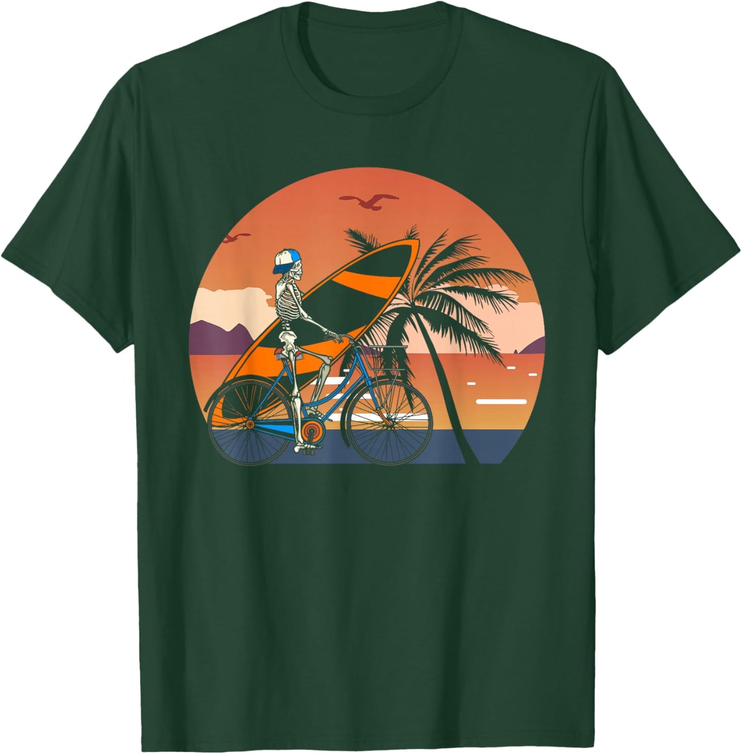 Skeleton Surfing Halloween Hawaii Hawaiian Men Women Surfer T-Shirt - T-Shirt | Forest