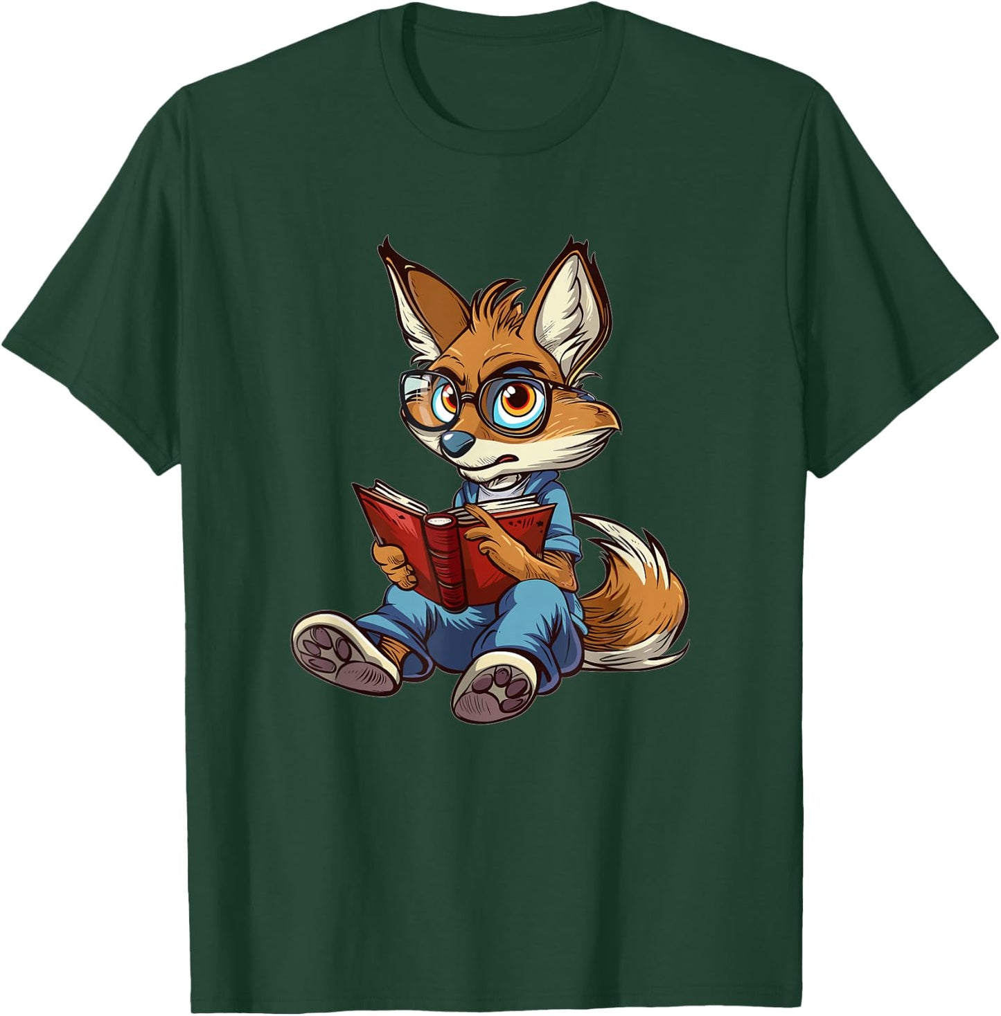 Cute Coyote With Book I Kids Coyote T-Shirt - T-Shirt | Forest