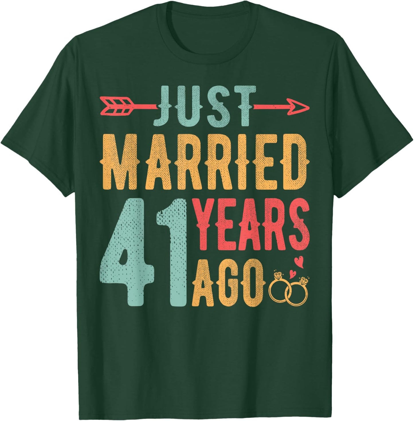 Just Married 41 Years Ago - 41th Wedding Anniversary Couple T-Shirt - T-Shirt | Forest