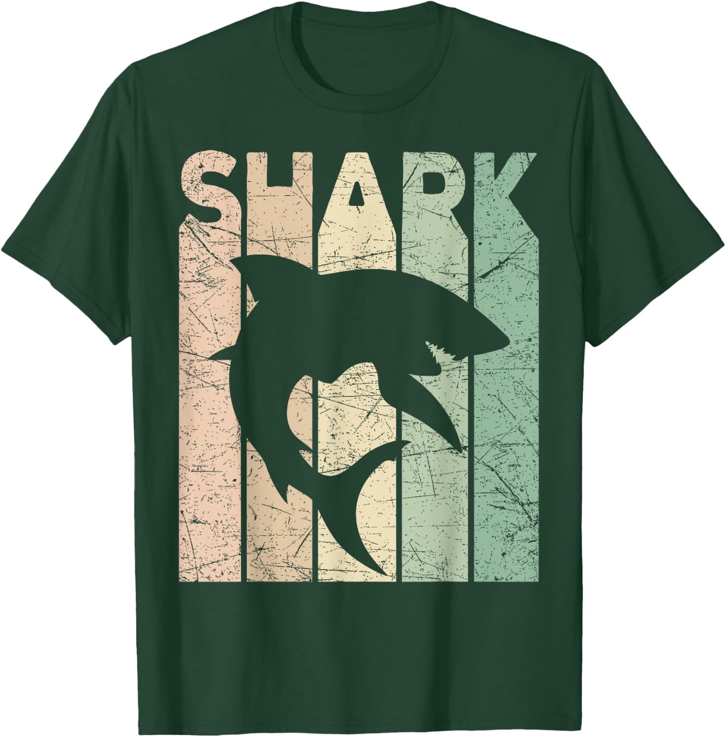 Shark Vintage Marine Animal Shark Lover Retro Oceanography T-Shirt - T-Shirt | Forest