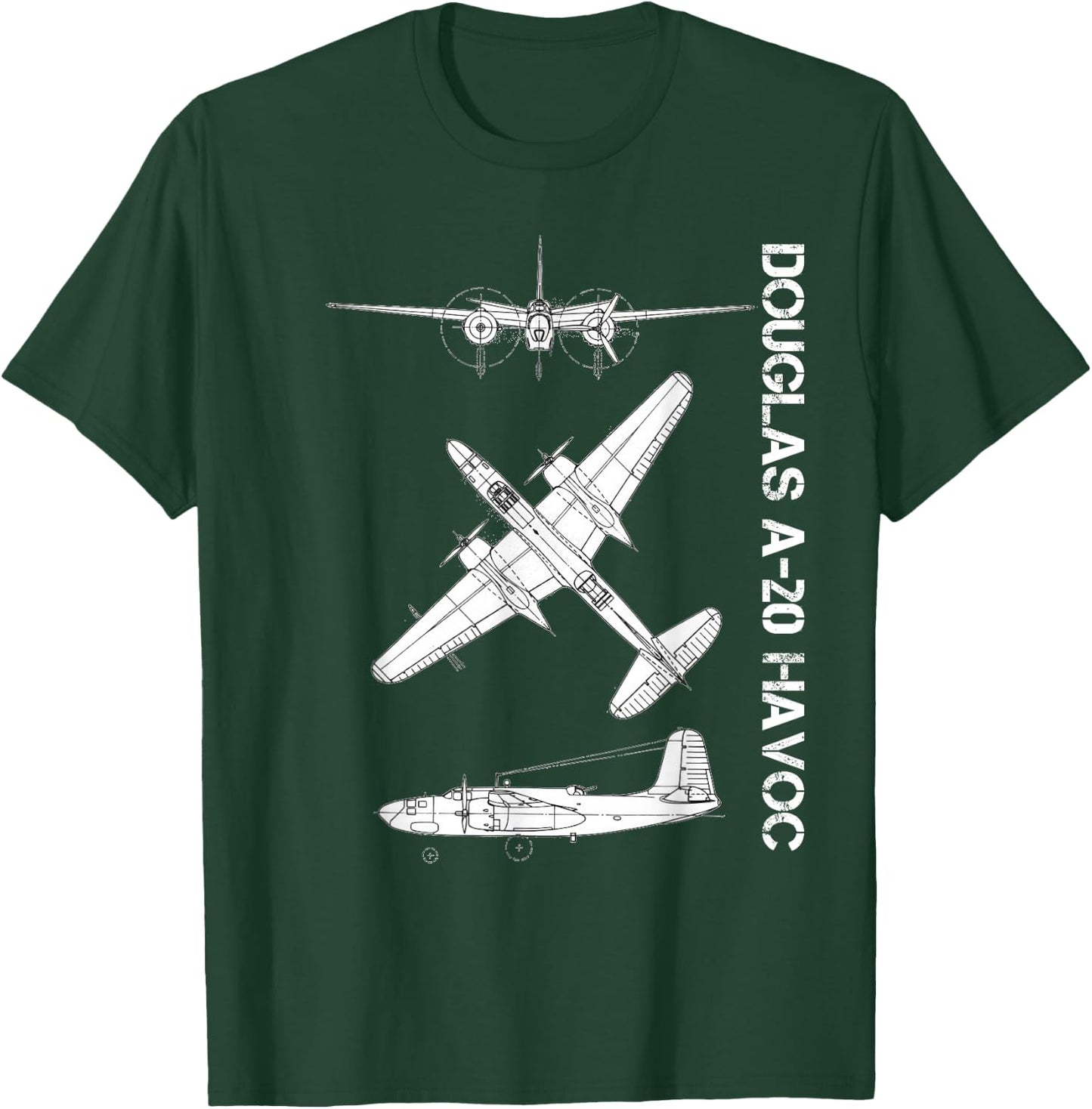 Douglas A-20 Havoc Bomber Airplane WW2 Aircraft T-Shirt - T-Shirt | Forest