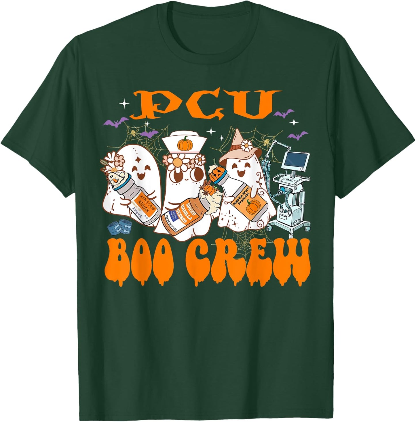 PCU Nurse Halloween Anesthetist Boo Crew Squad T-Shirt - T-Shirt | Forest