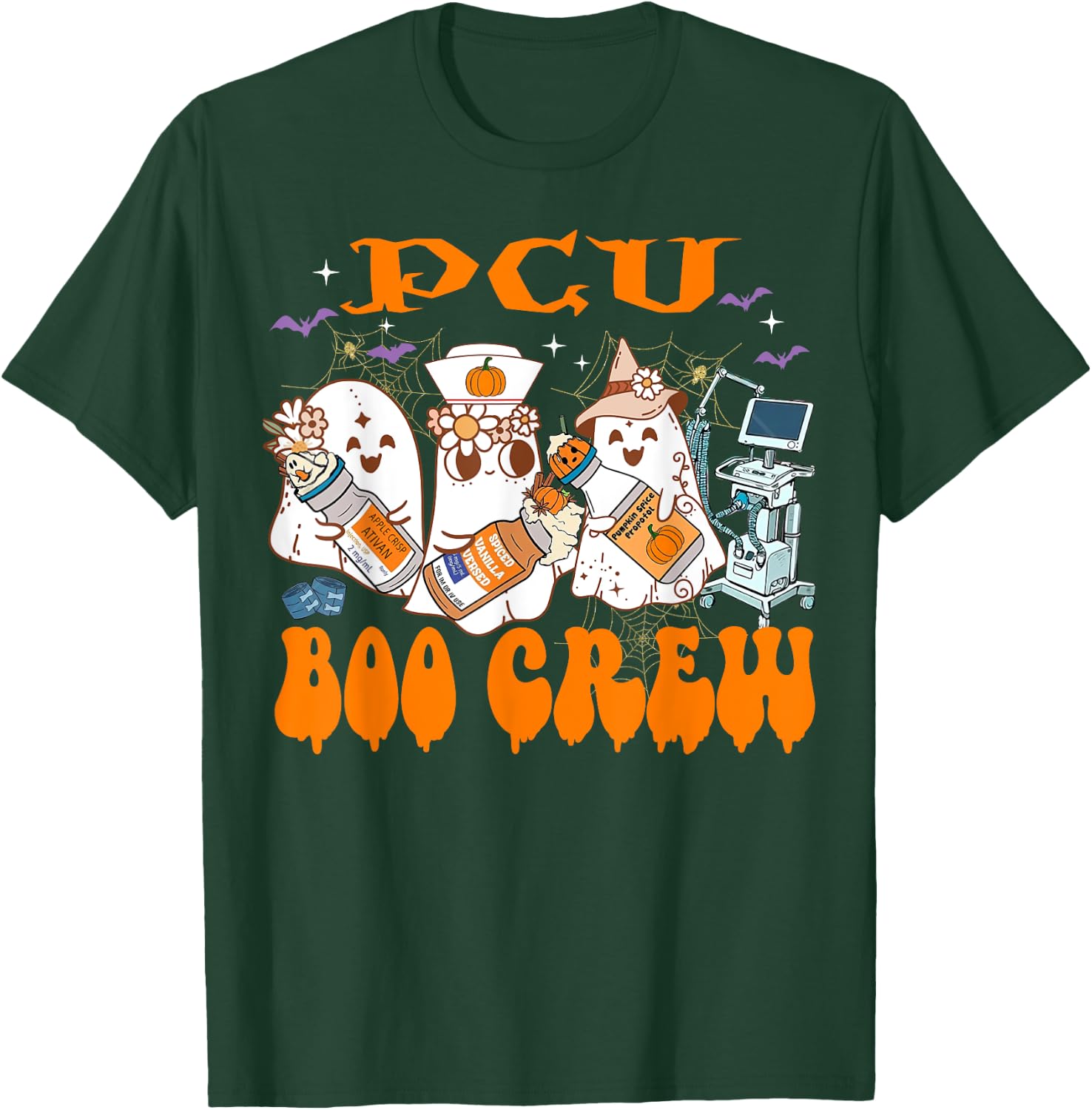 PCU Nurse Halloween Anesthetist Boo Crew Squad T-Shirt - T-Shirt | Forest