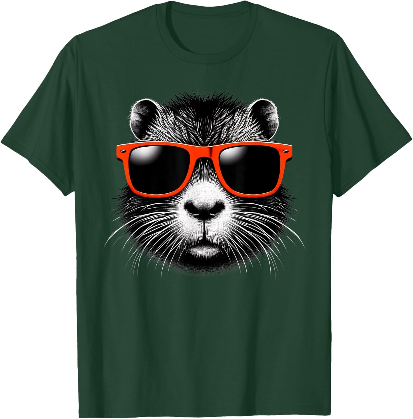 Cool Nutria Wearing Sunglasses Graphic Art T-Shirt - T-Shirt | Forest