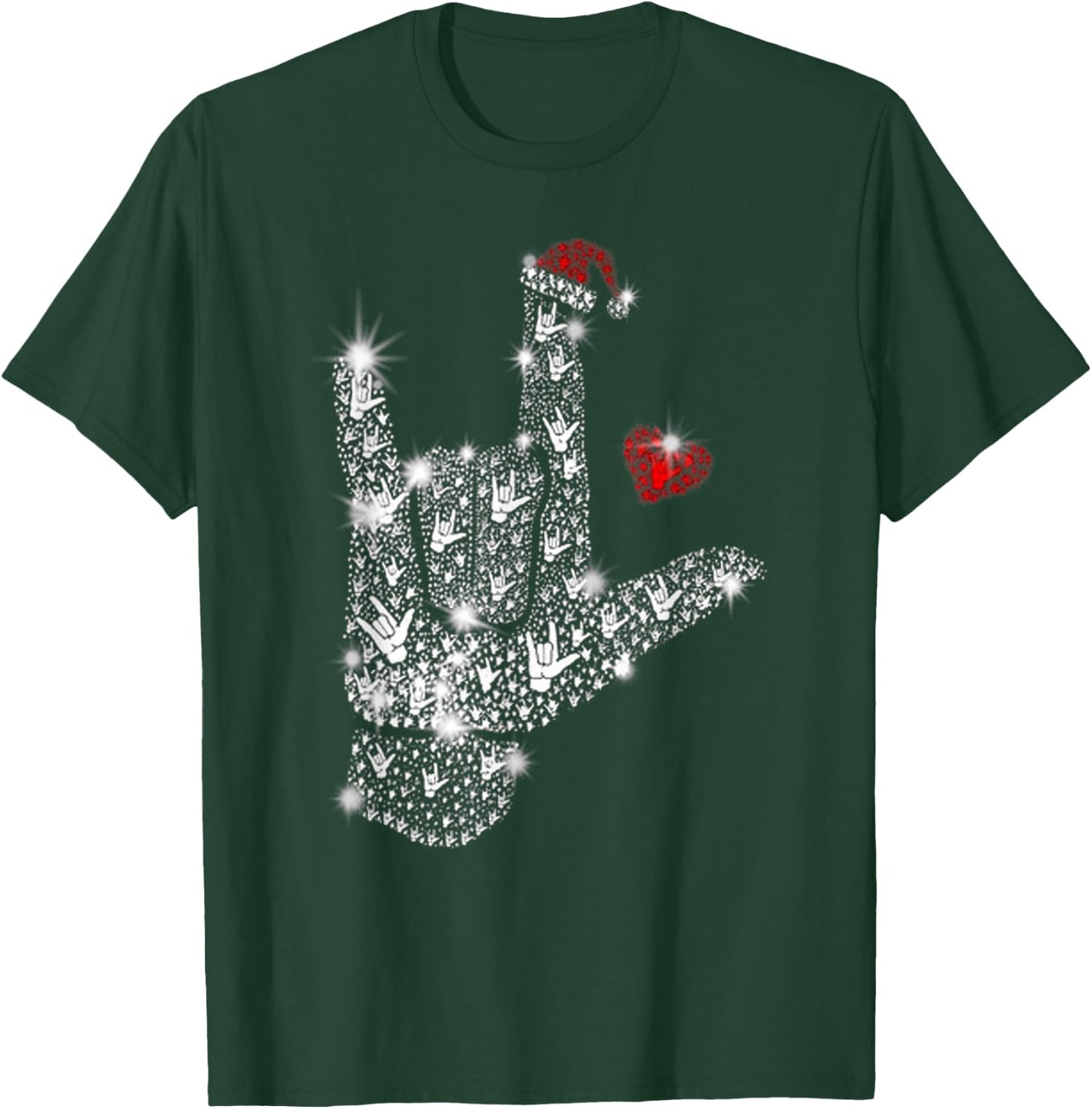 Love ASL Merry Christmas American Sign Language Xmas Santa T-Shirt - T-Shirt | Forest