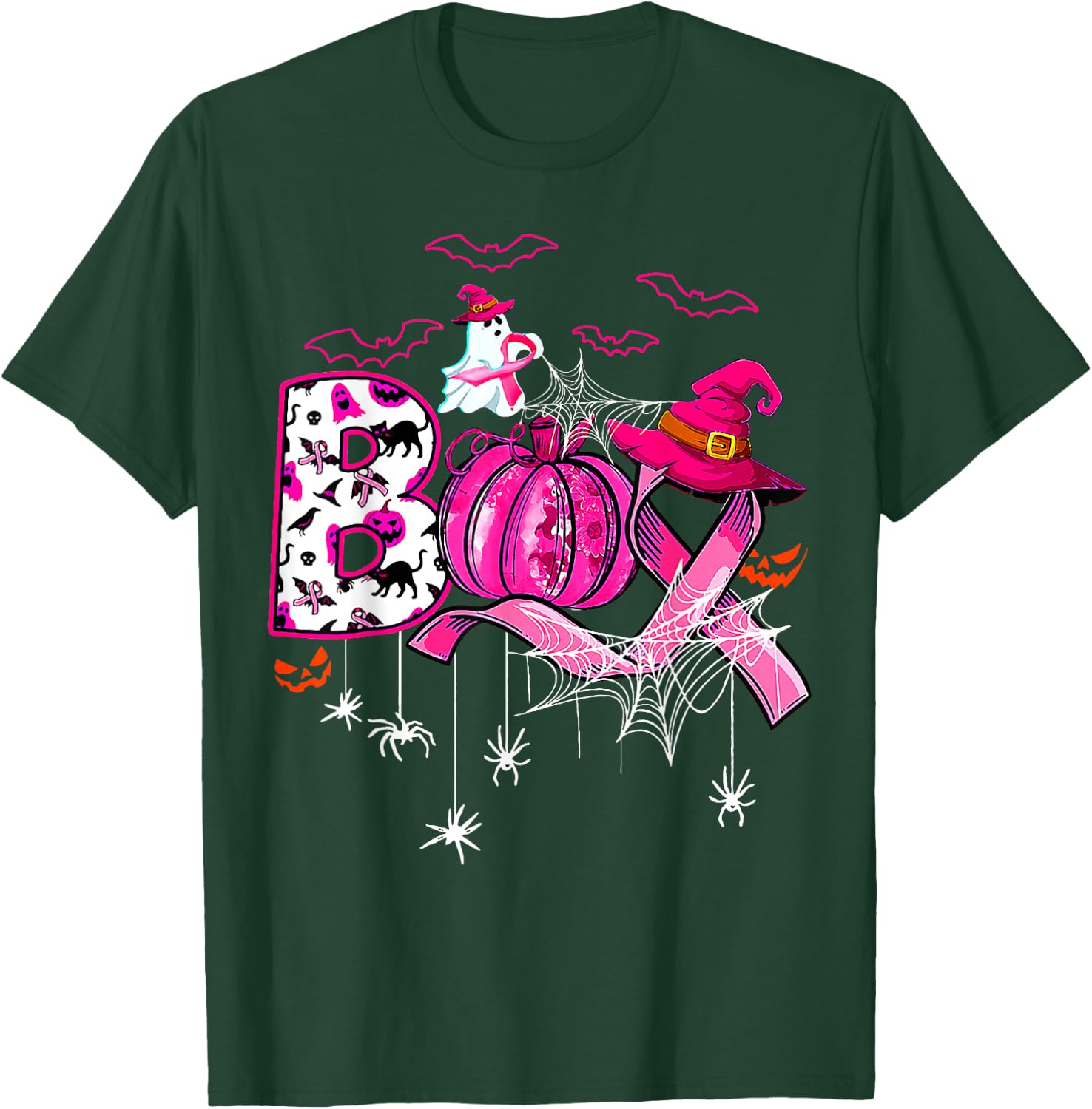 Boo Breast Cancer Is Boo Sheet Pink Ribbon Ghost Halloween T-Shirt - T-Shirt | Forest