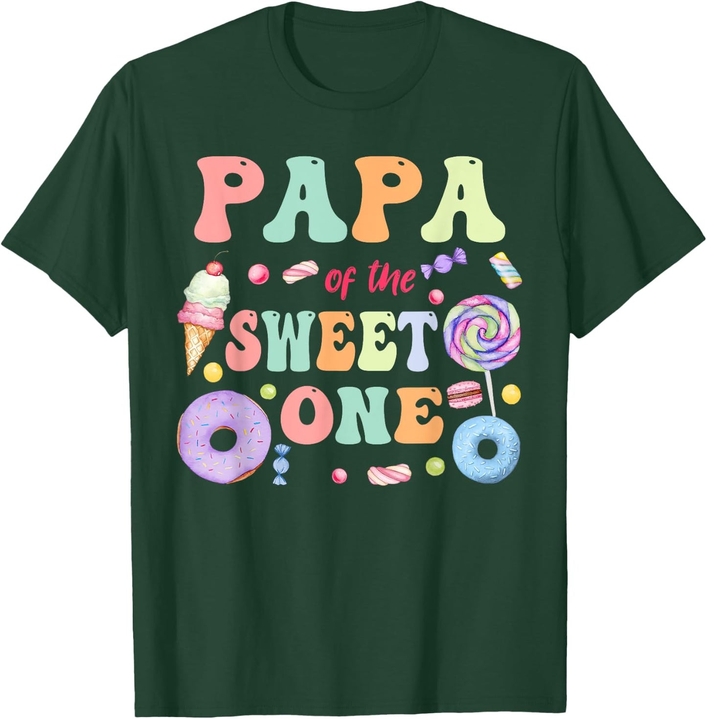 Papa of The Sweet One Lollipop Candy Birthday Party Family T-Shirt - T-Shirt | Forest